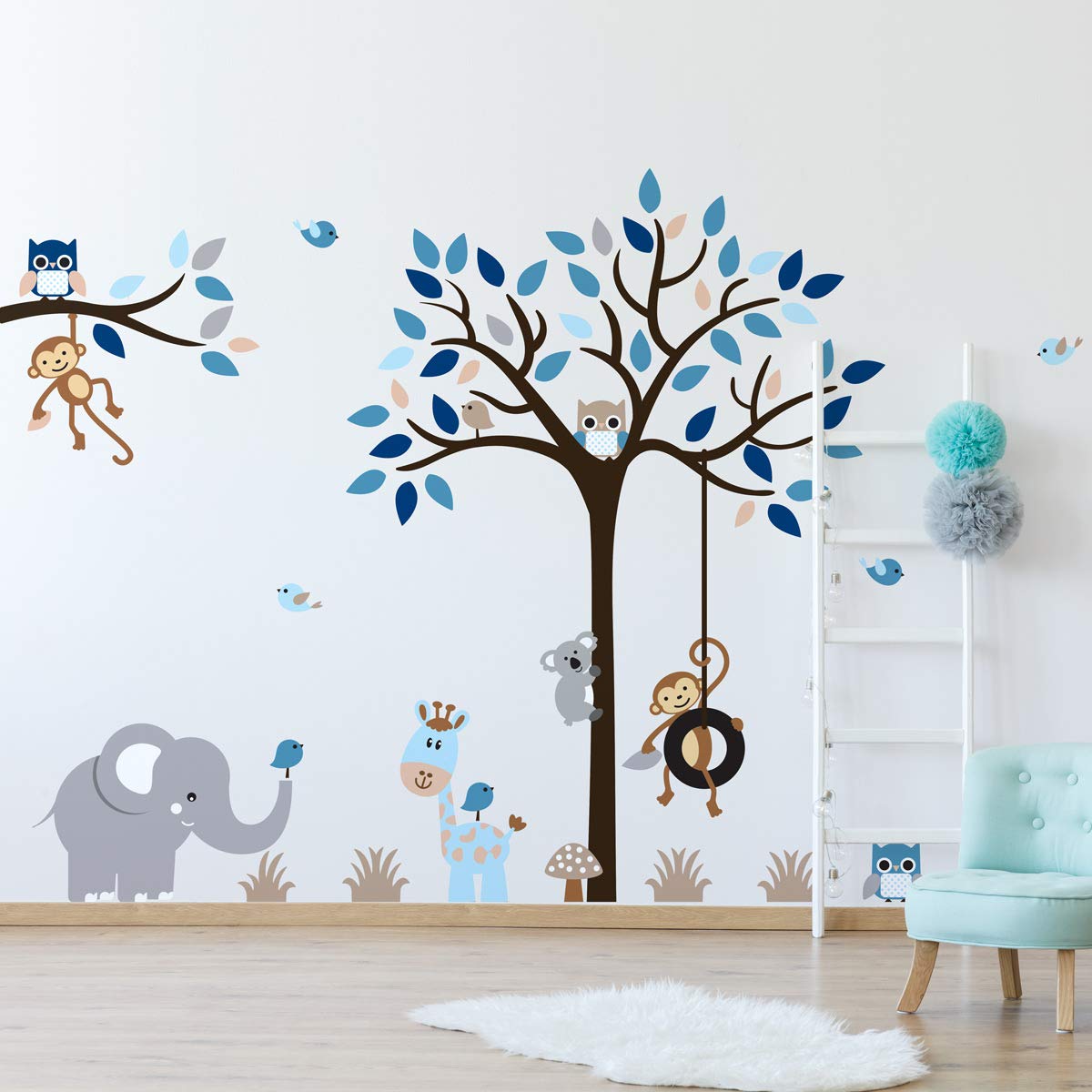 Wall Stickers for Children – Baby Room Decoration – Wall Stickers – Jungle Calling Animals Wall Sticker – H60 x L80 cm