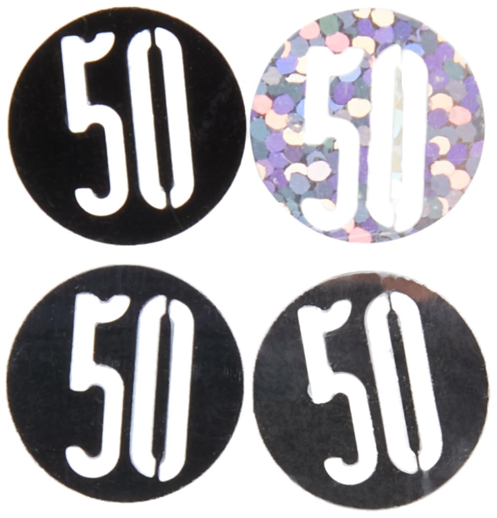 Unique 83828 Black Prismatic 50th Birthday Confetti, 5 oz 1 Pack, Age 50