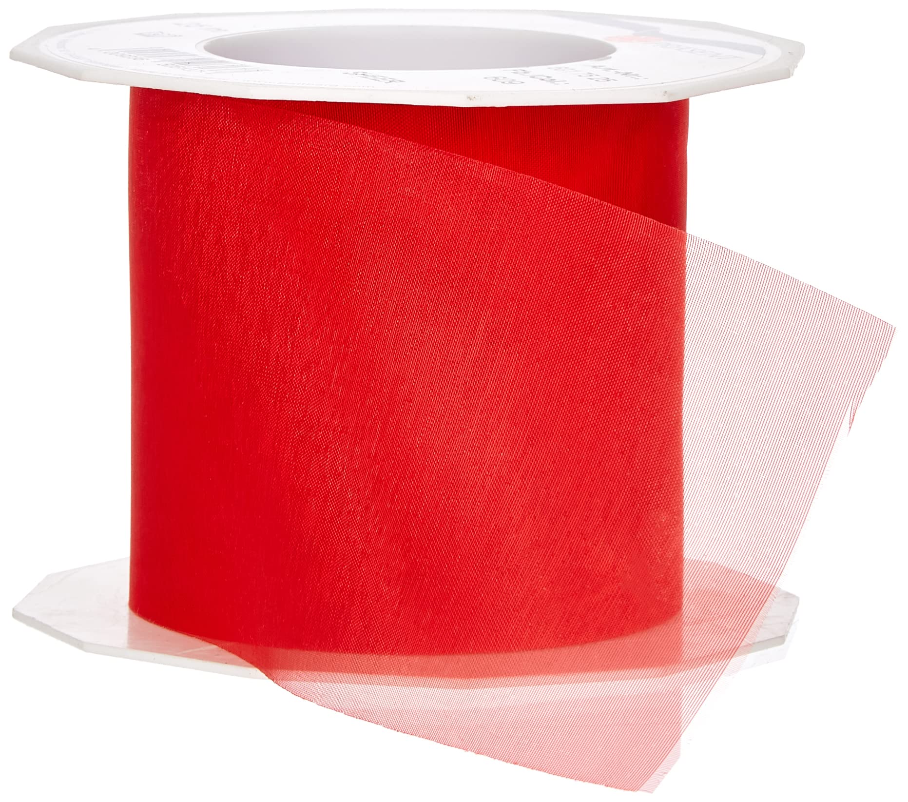 PRÄSENT Organza Ribbon, Polyester, Red, 72mm-25m