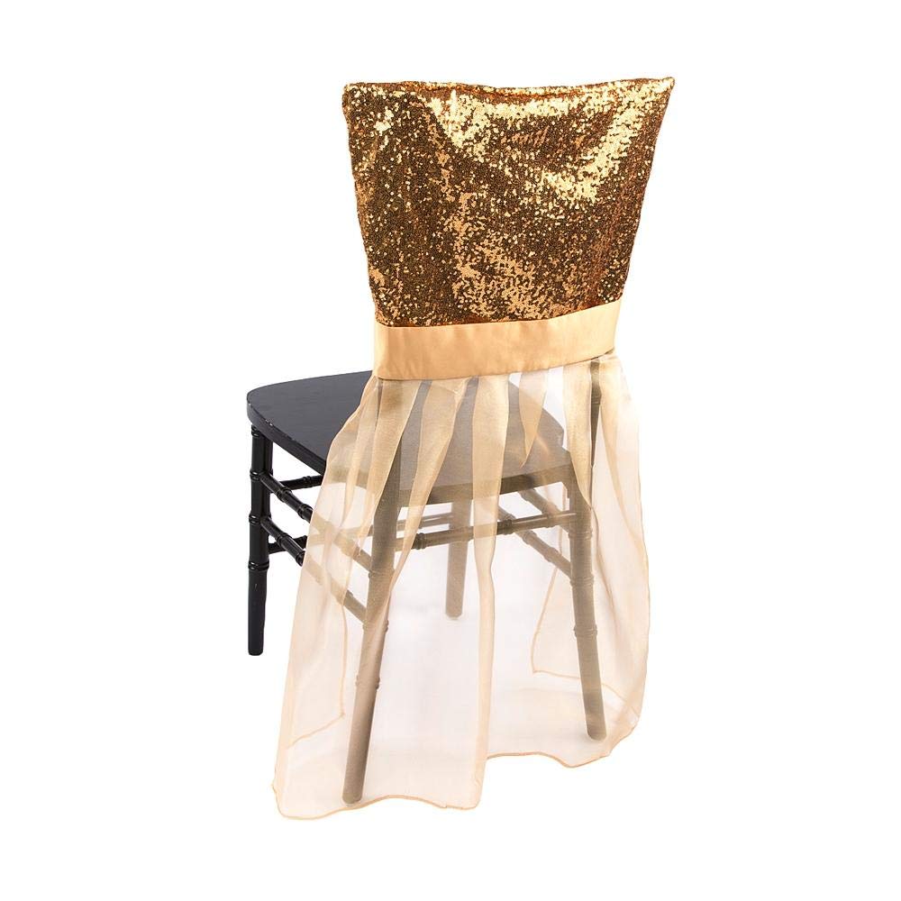 CV Linens 8211us Sequin Chiavari Slip Cover-38cm | Gold | 1 Pc. Chair Cover