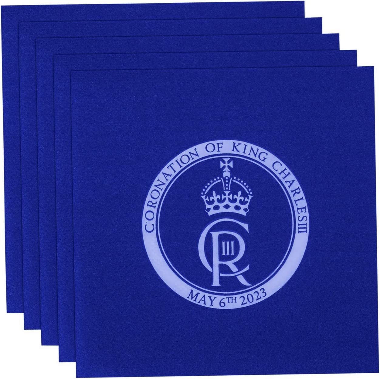 SHATCHI 50pcs Charles III Blue Paper Napkins Serviettes King's Coronation UK British Royal Party Supplies Tableware Decorations Souvenir