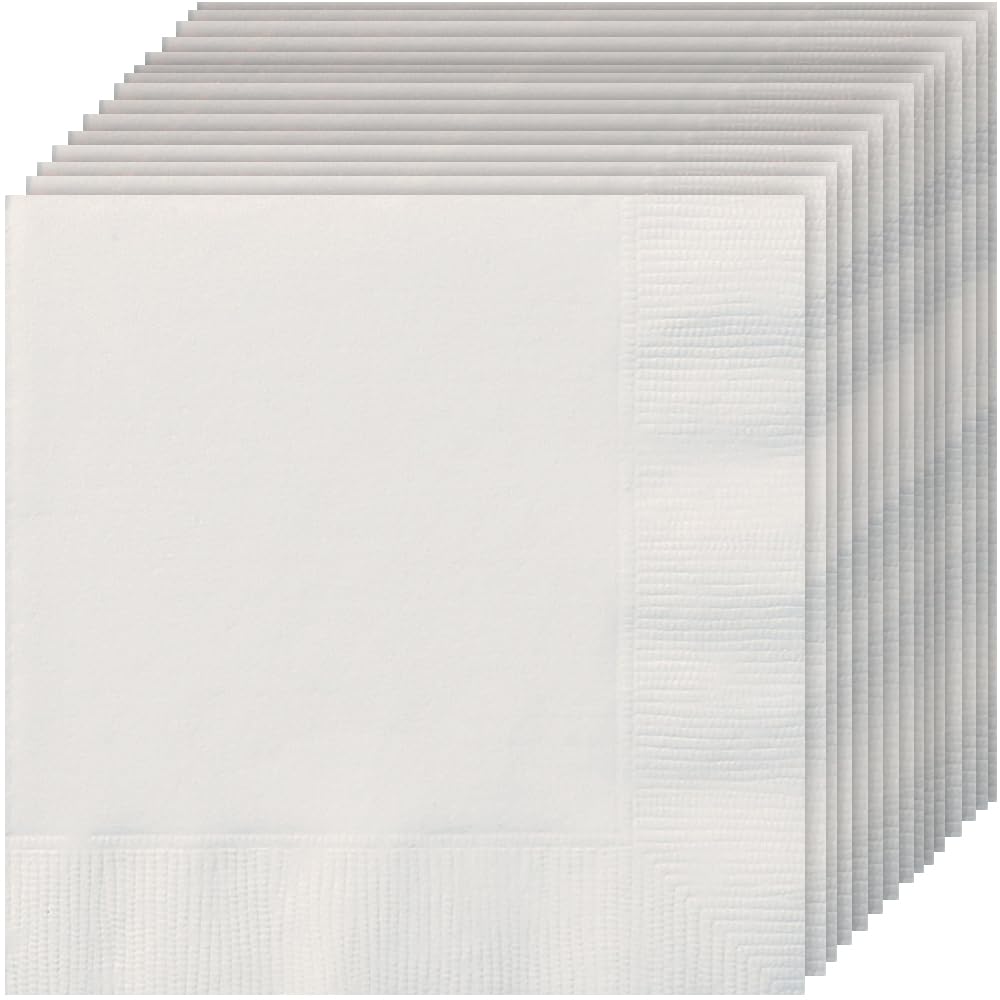 Bright White Paper Beverage Napkins (12cm) 20 Count - Perfect for Parties and Celebrations