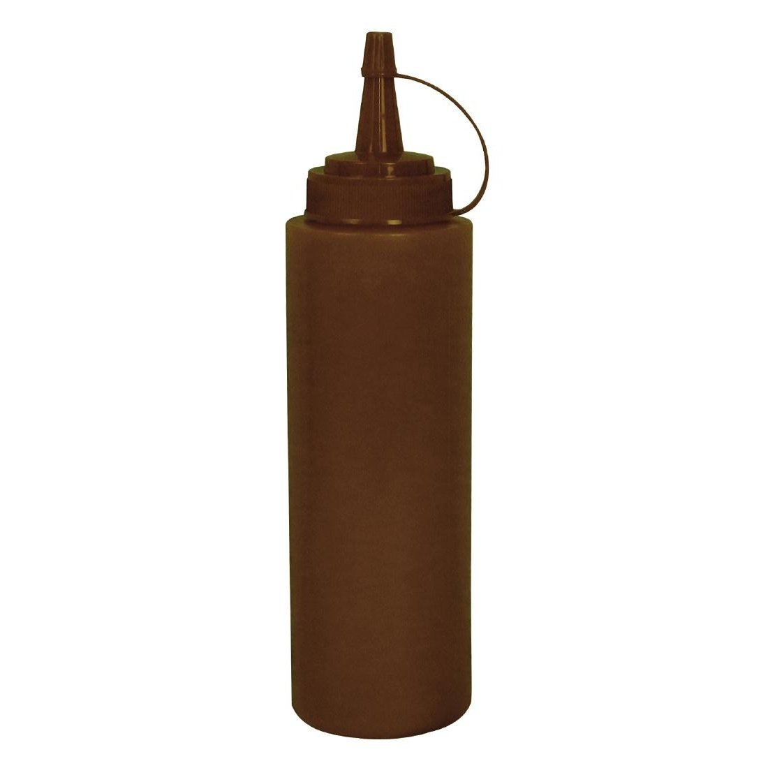 Brown Squeeze Sauce Bottle Brown. Capacity: 24oz. Soft and flexible polyethylene.