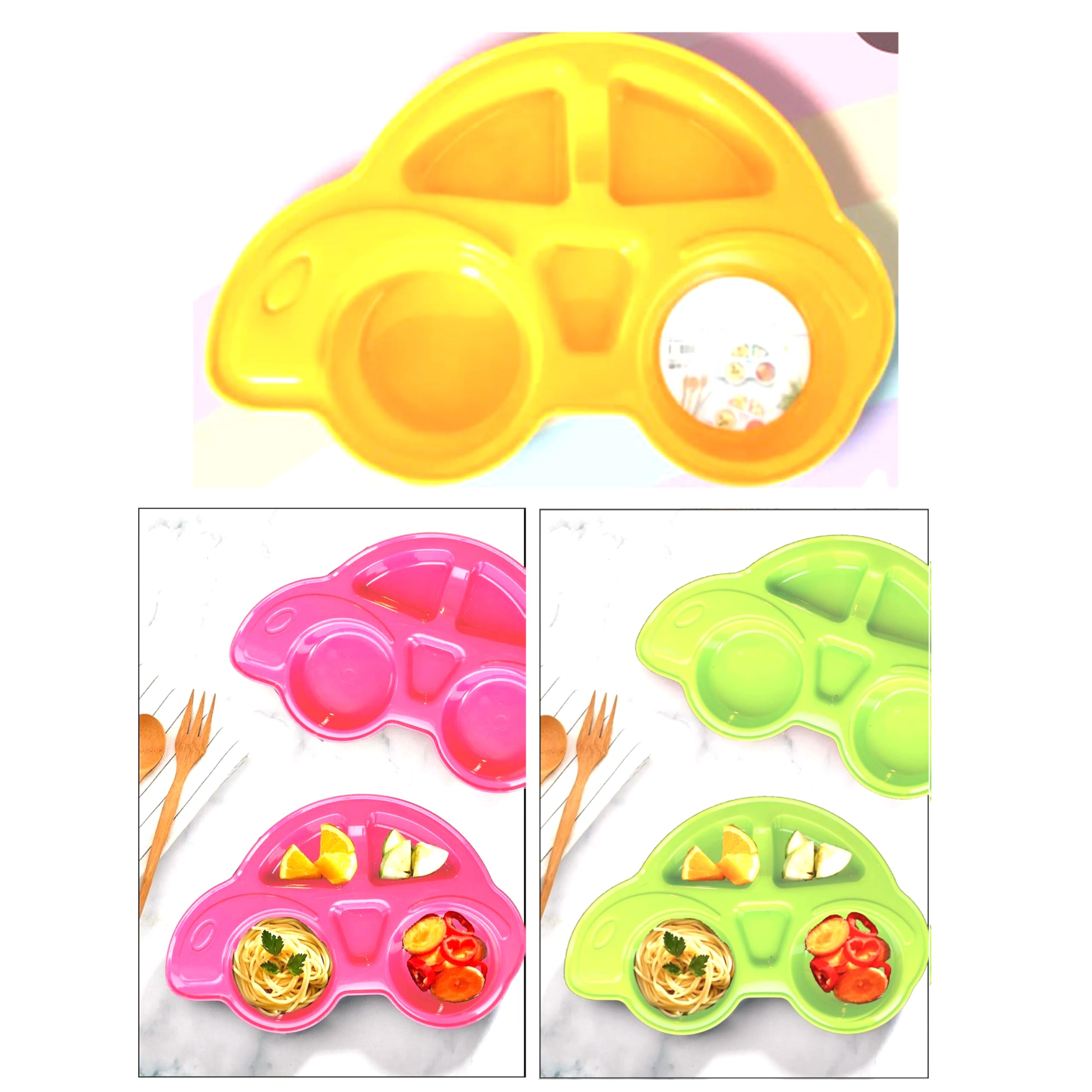 HK Online CAR Shaped Childrens Feeding Plate (Random-Colour)