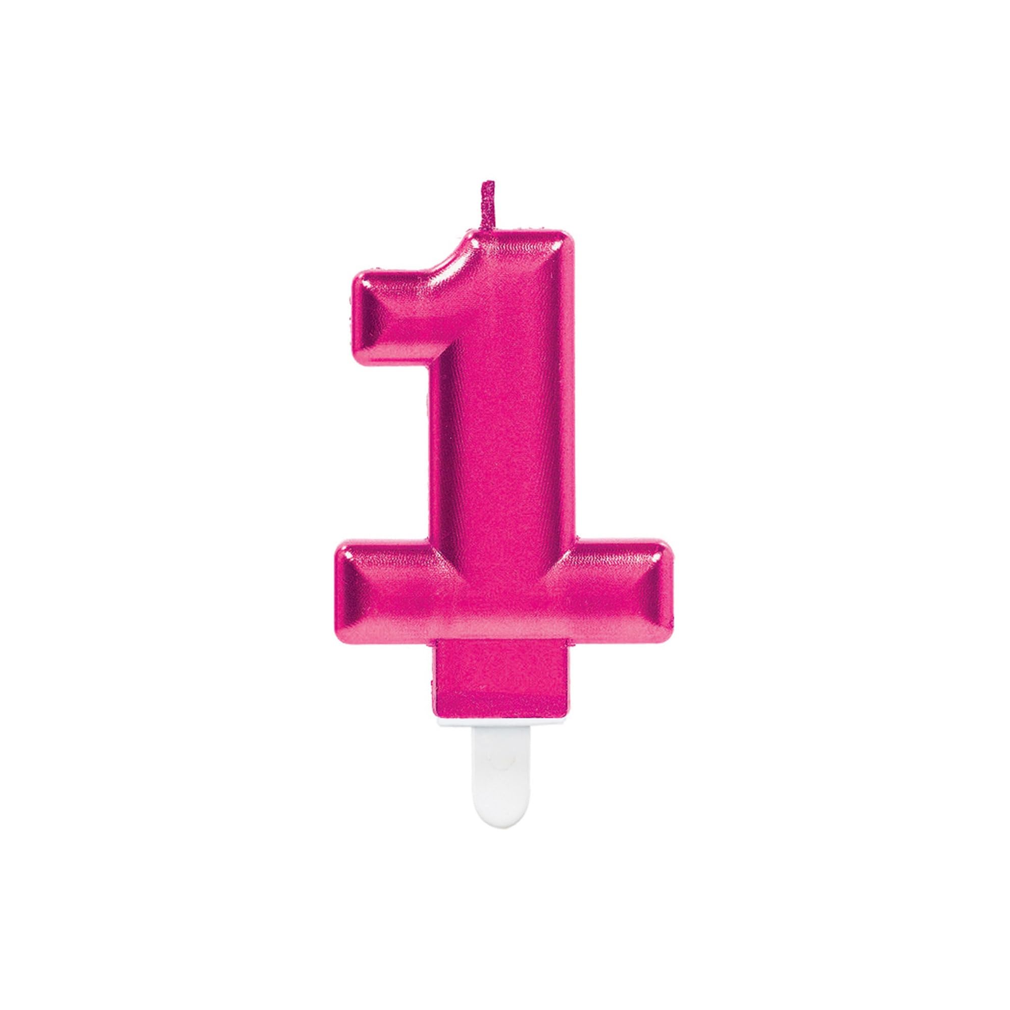 (PKT) Adult Metallic Pink Candle Number 1