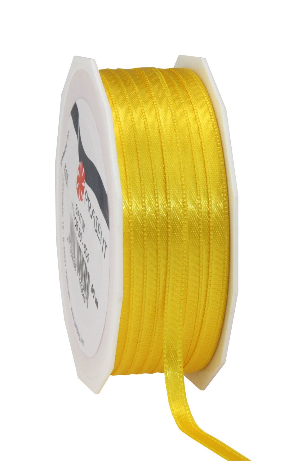 PRÄSENT C.E. Pattberg SATIN yellow gift ribbon, 55 yards for Wrapping Gifts, 0.24 inches width, Ribbon for Decorating & Crafting, Decorative Ribbon for Gifts, for every occasion
