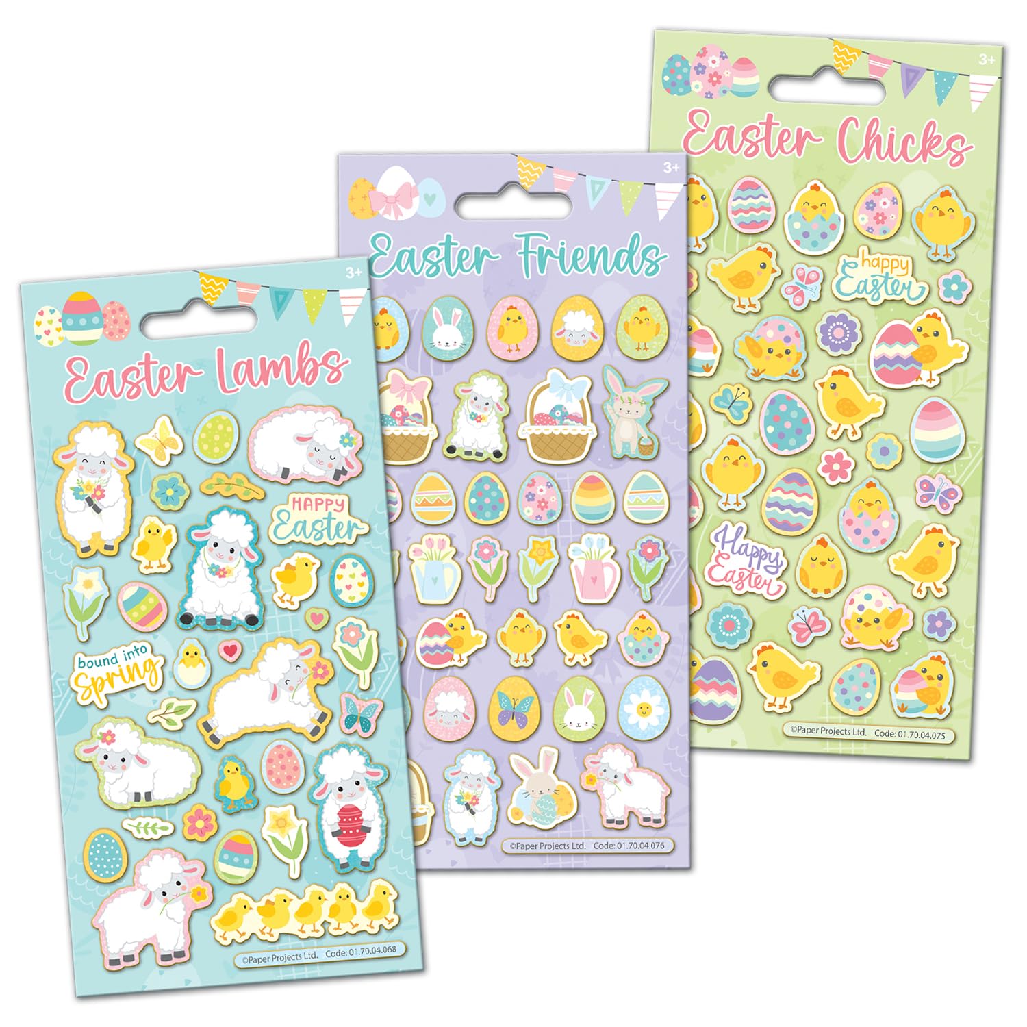 Easter Sticker Bundle | Easter Chicks, Easter Lambs & Easter Eggs | Great Easter Gift, Easter Cards & Easter Crafts | Reusable on Non-Porous Surfaces | Suitable for Kids, Teenagers, Adults | Age 3+