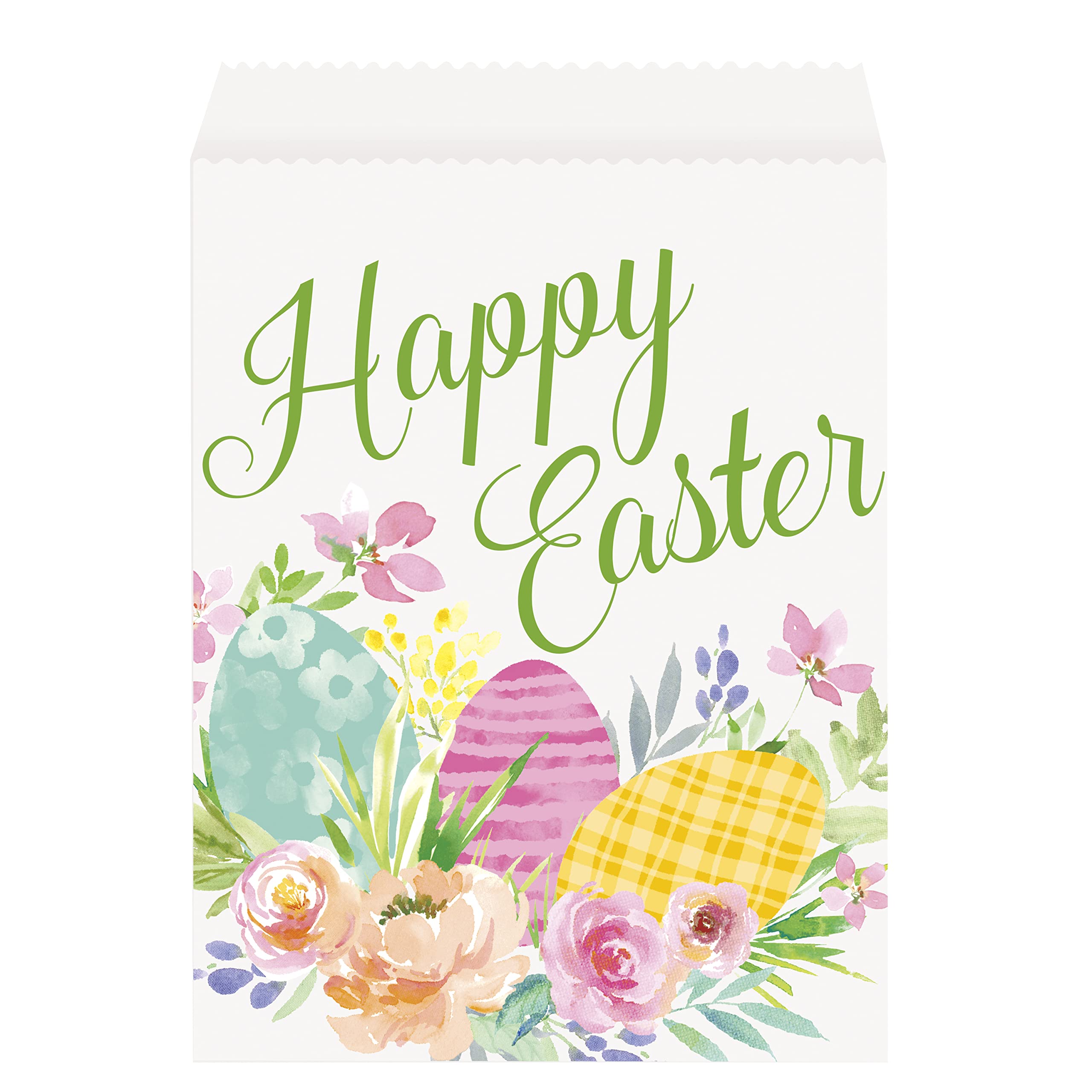 Unique 24819 Paper Treat Bags-Watercolour Pastel Easter Party-Pack of 8, Multicolour