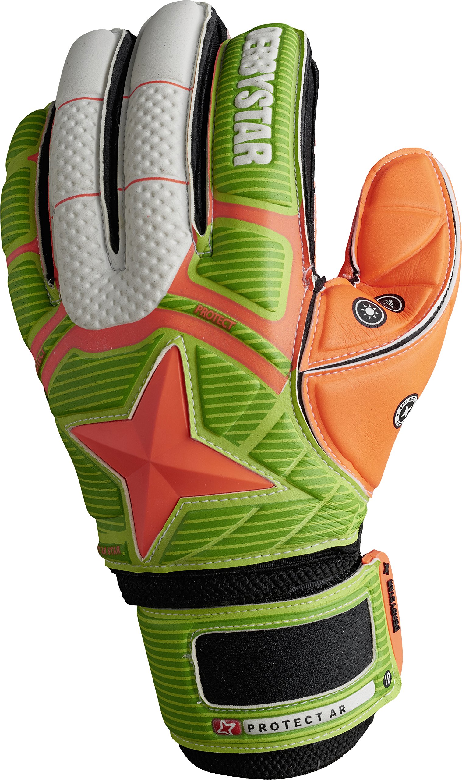 Derbystar Unisex Adult Protect AR Advance Goalkeeper Gloves - white/green/orange, 9.5