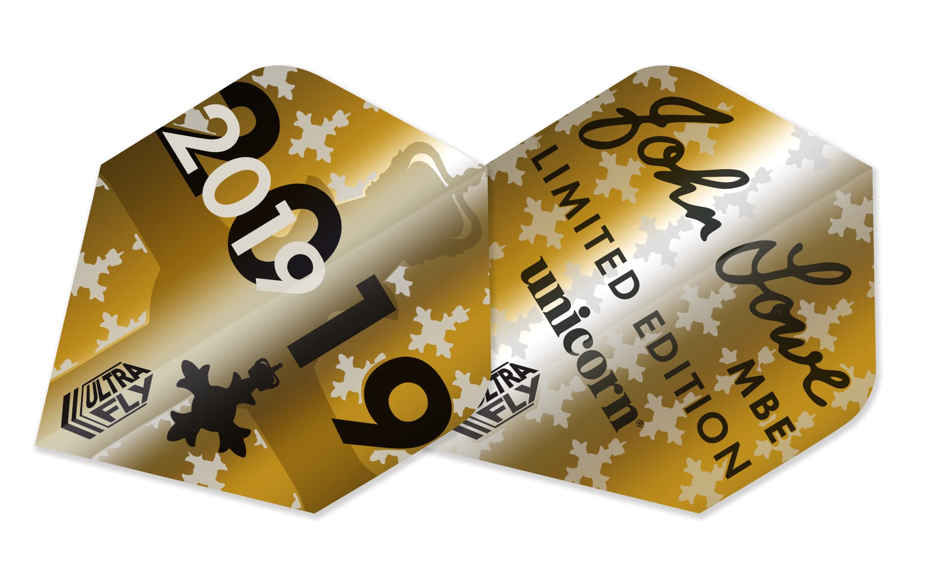 Unicorn UltraFly Dart Flights | John Lowe Autograph Golden Design | Standard Plus Shape| Ultra Durable 100 Micron Polyester PET