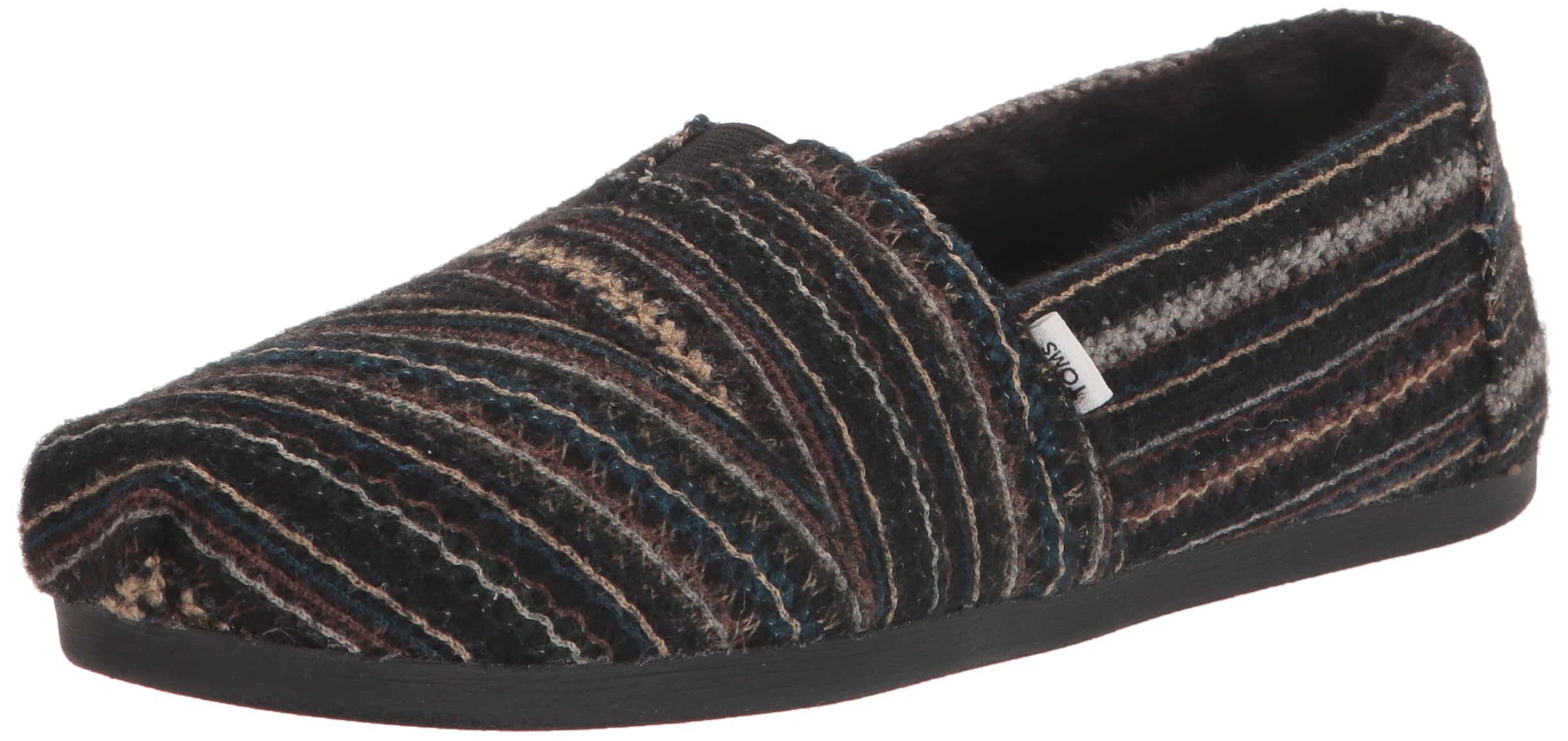 TOMS Women's Alpargata Cloudbound Loafer Flat , Black Multi Embroidered Chenille Faux Fur,3 UK