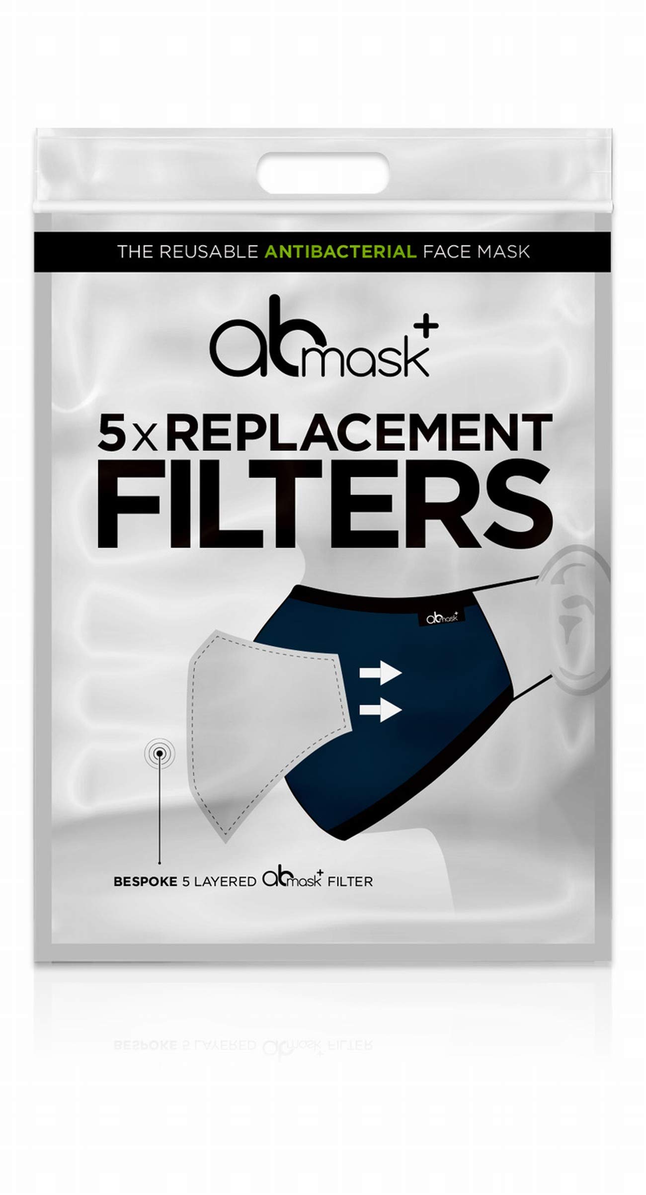 5 x Bespoke Replacement Filters to be Used with The AB Mask - The Reusable Antibacterial face Mask