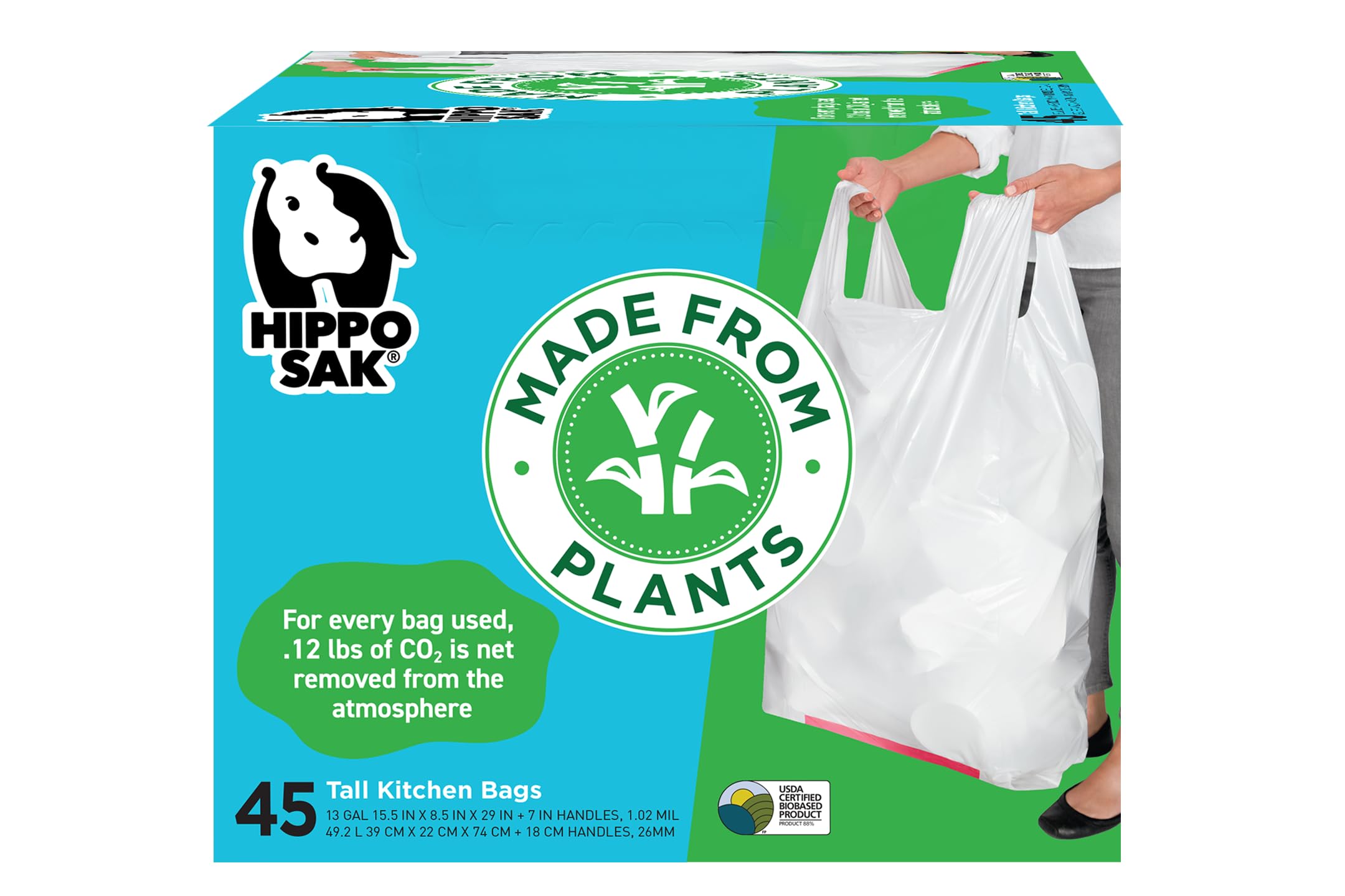 Hippo Sak Tall Vegetable Bags with Handles 3.8 Litre