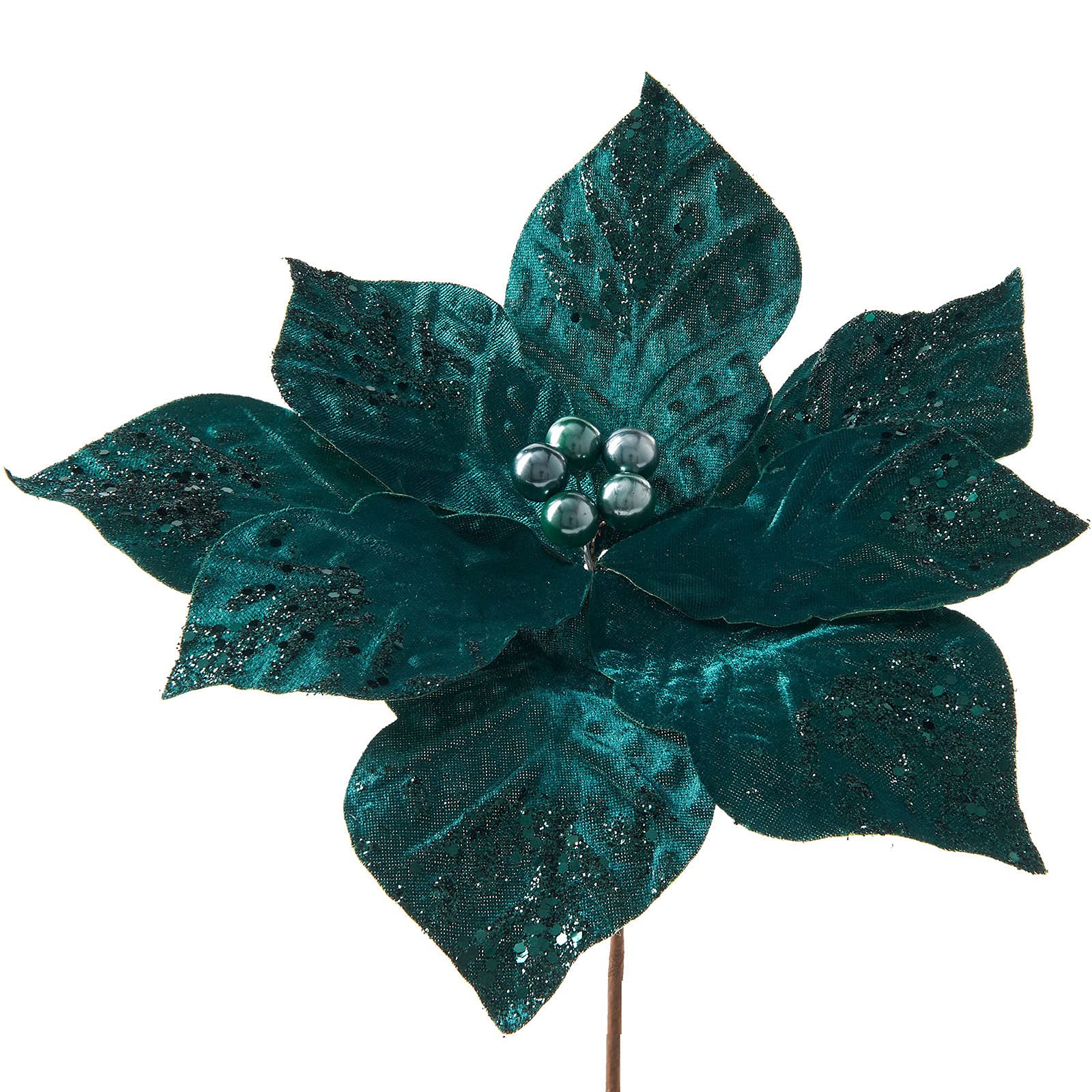 WeRChristmas Artificial Poinsettia Christmas Tree Flower Decoration, Emerald, 30 cm