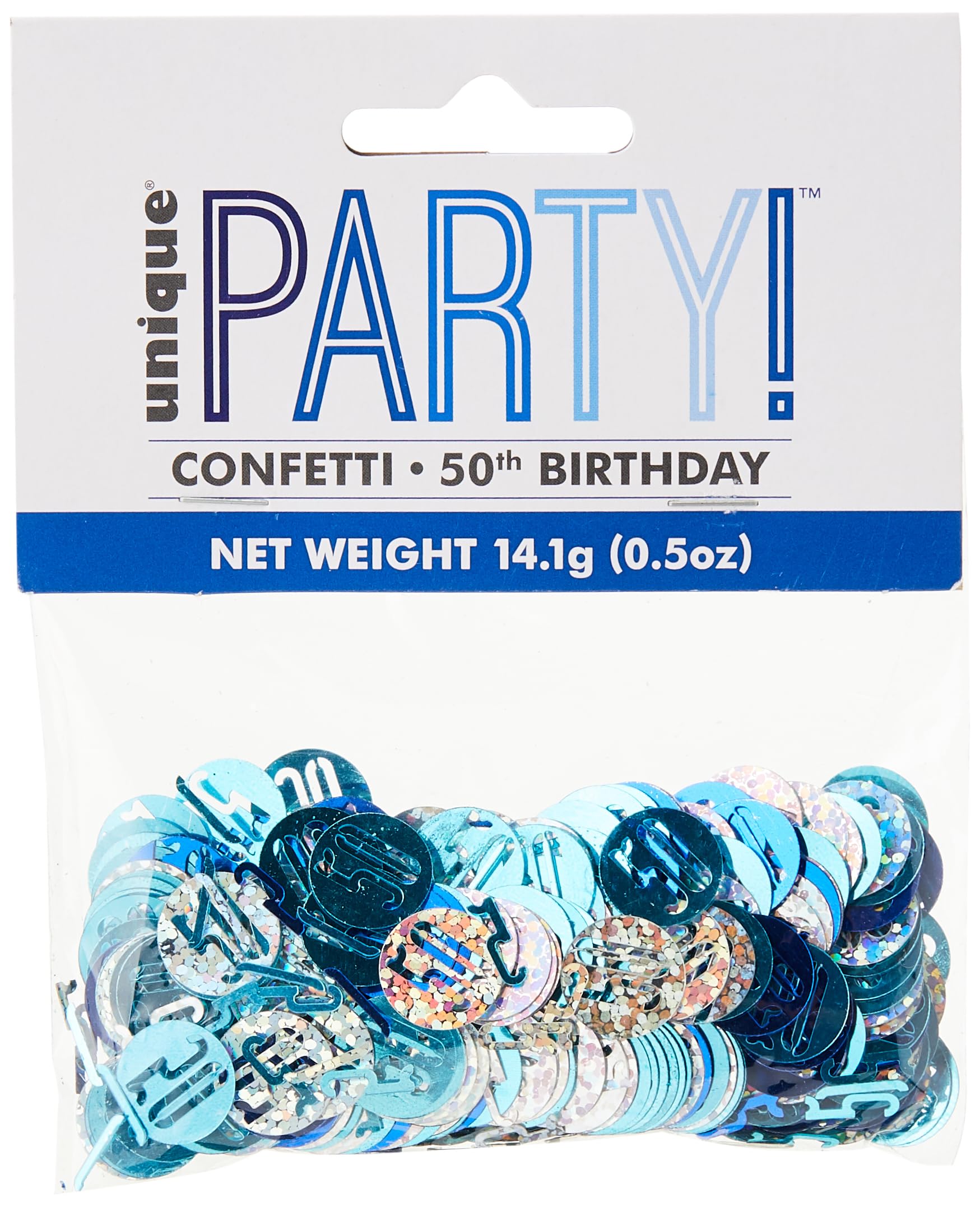 Unique 83841 Blue Prismatic 50th Birthday Confetti, 5 oz 1 Pack, Age 50