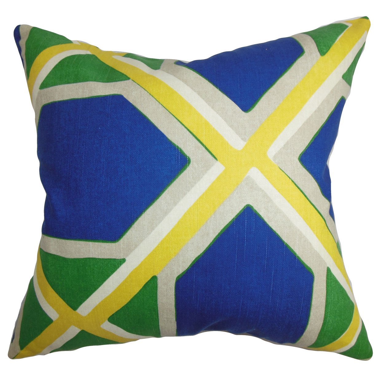 The Pillow Collection Quigley Geometric Cushion Cover, Cotton, Green, Blue, 23925 x 23925 x 8370 cm