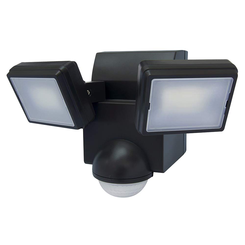 Black IQ PIR Battery Operated Twinspot Security Light - Outdoor Security Wall Light - Exterior Battery Operated PIR Motion Sensor - 700 Lumen LED twinspot (Single), LB1870-BK