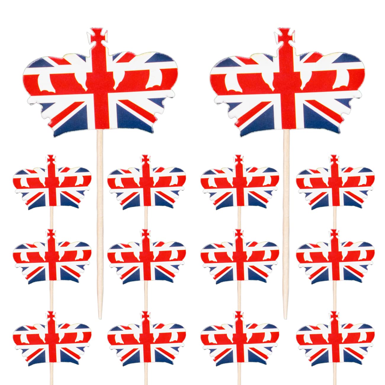 30pcs Union Jack Crowns Toothpicks Cupcake Cocktail Sticks Toppers Great Britain Cocktail Stick Table Food Party Decorations