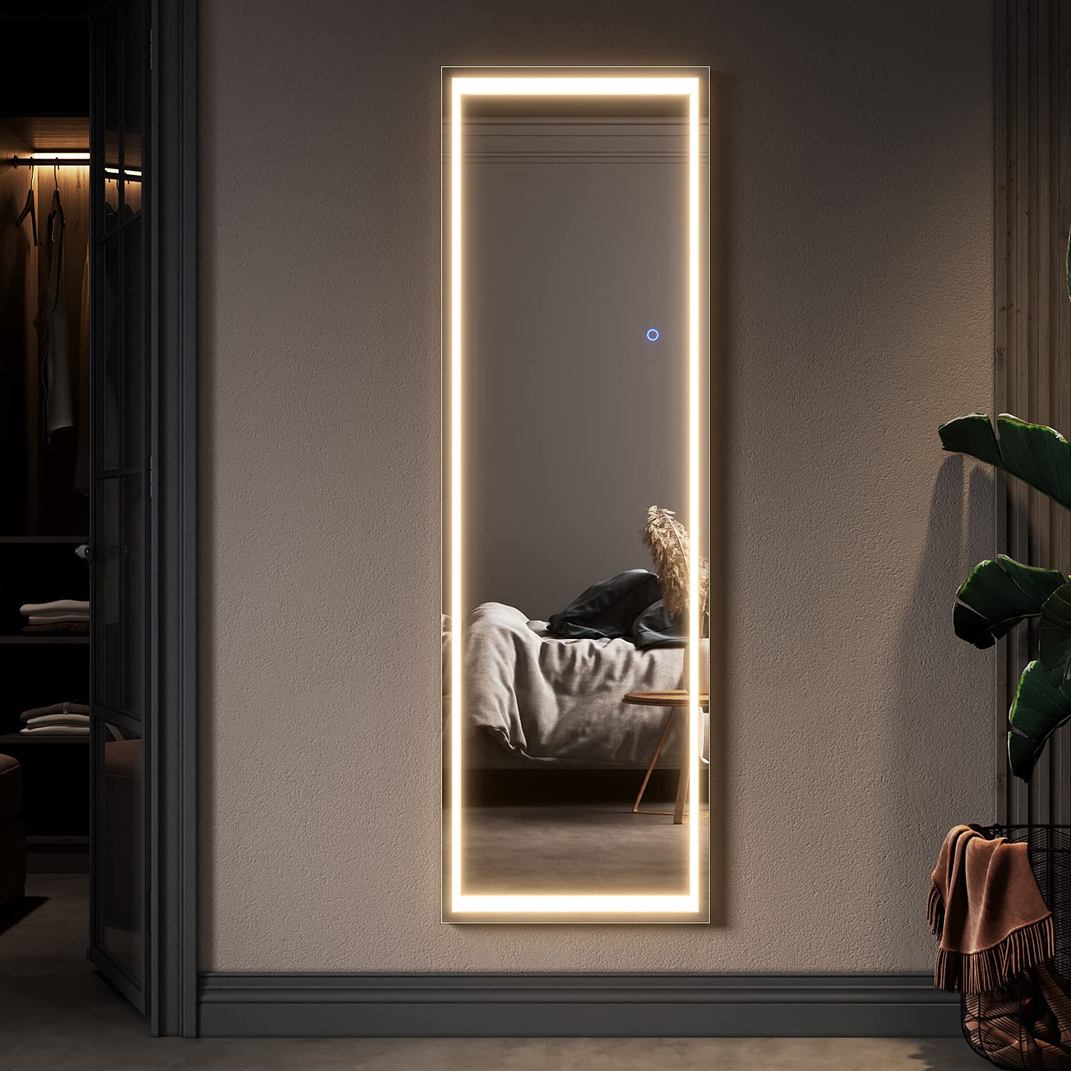 ELEGANT Large Wall Mounted Lighted Backlit Mirror, LED Full Length Mirror Dressing Mirror with Dimming & 3 Color Modes, Smart Touch Button Makeup Mirror with Lights 1600 x 500 mm