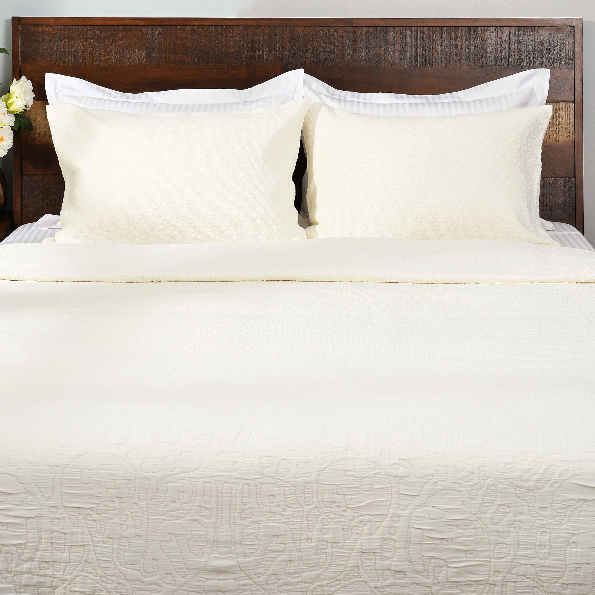 Deco Mex APT1104C173K King Duvet Set, Cotton, Ivory, 270 x 270 cm