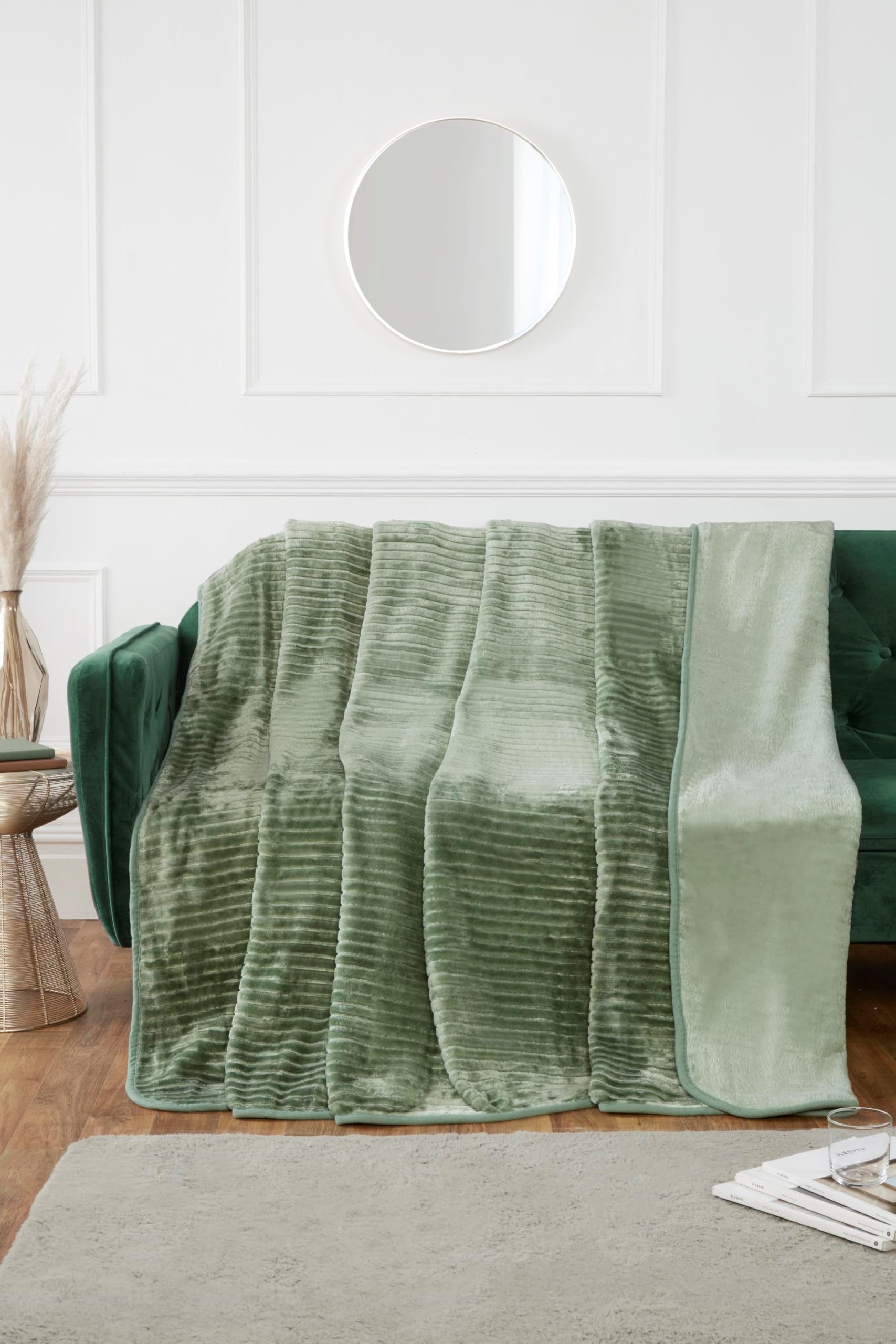 Rapport Home Luxury Ribbed Mink Blanket 150x200 cm Green