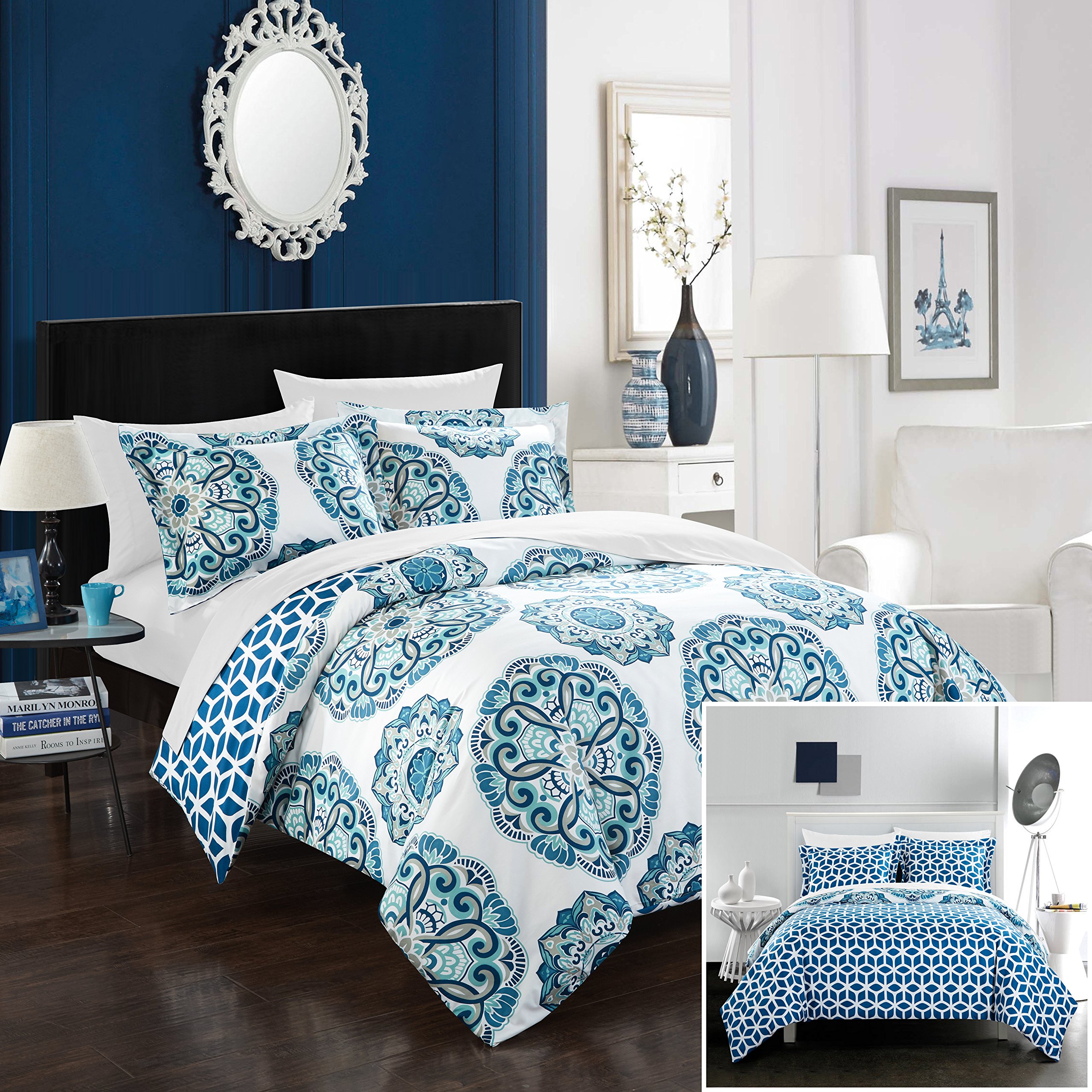 Chic Home 2 Piece Set, Microfiber, Blue, Duvet-Twin