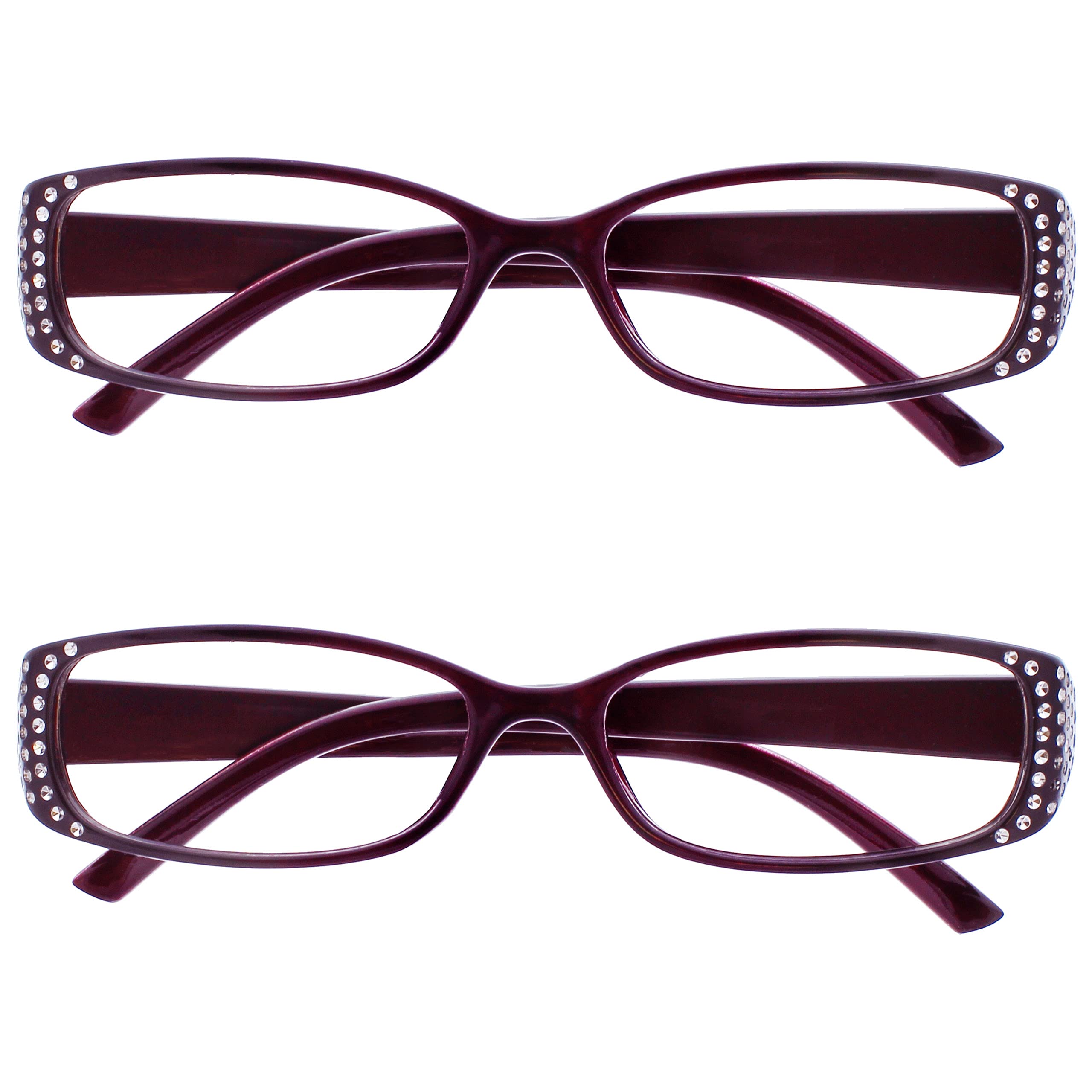 OPULIZE Reading Glasses Black & Purple Diamonte Style Readers Value 2 Pack Designer Style Womens Ladies UVR2093P +2.00