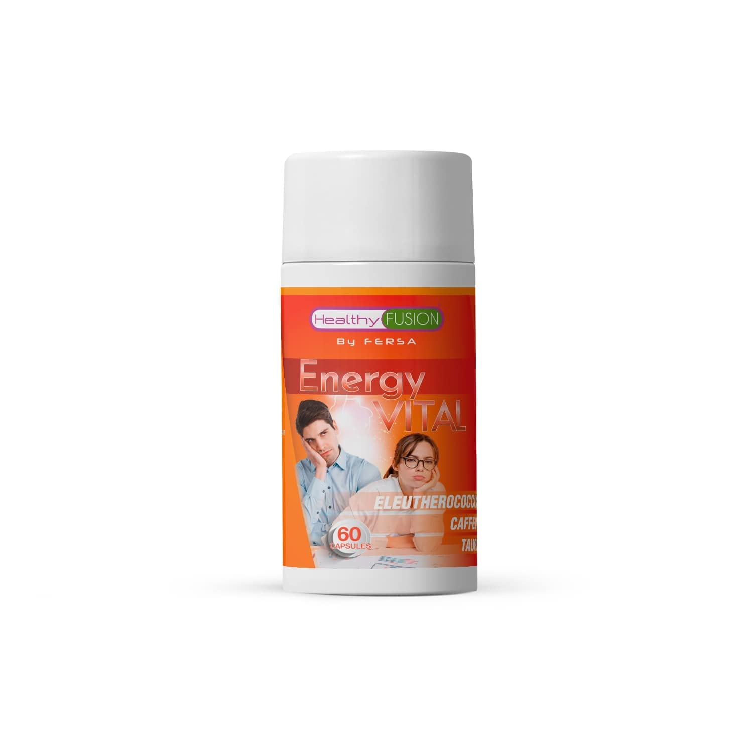 Healthy Fusion Goodbye Fatigue | Effective Energising and Anti-Fatigue Formula | Eleutherococcus + Taurine + Caffeine | 100% Natural Stimulant | Enhances and Boosts Muscle Performance | 60 Capsules