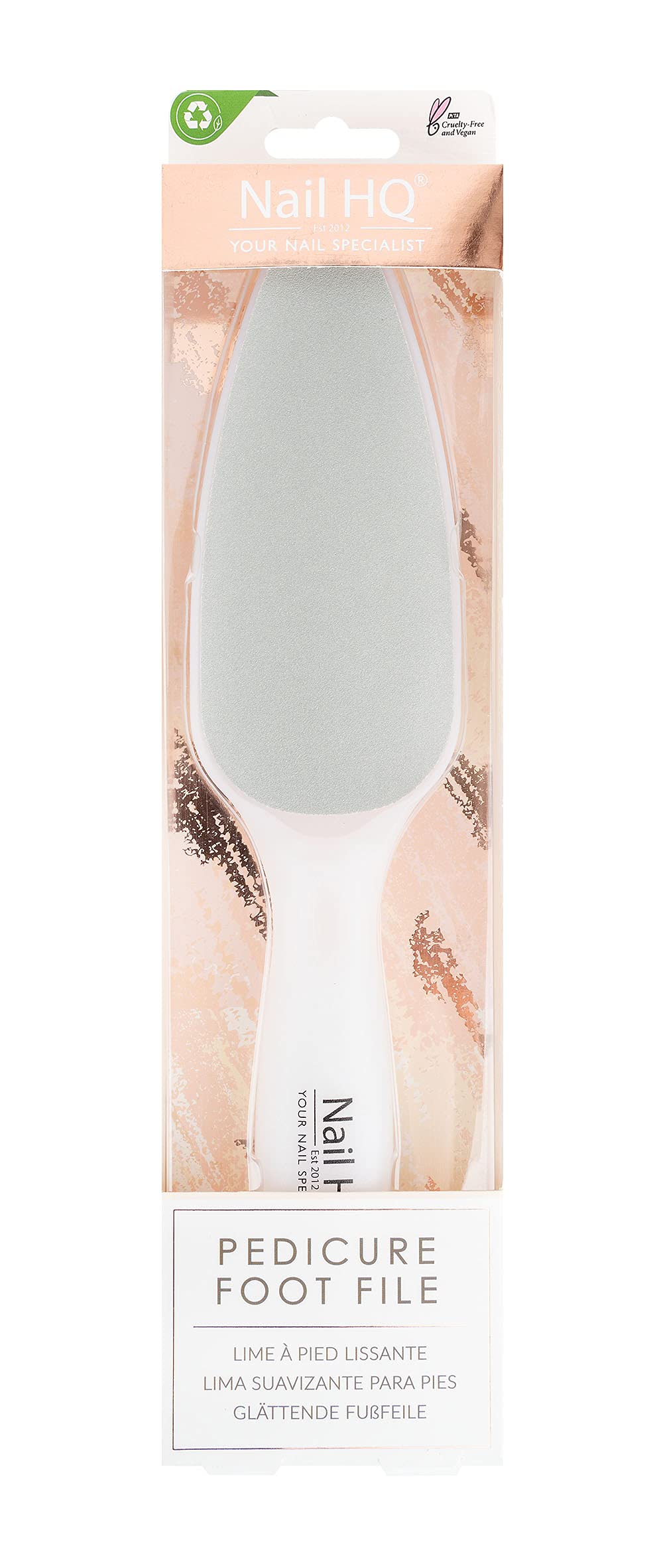 Nail HQ Dual-Sided Pedicure Foot File – Callus Remover for Wet & Dry Use – Ergonomic Handle, Coarse & Fine Grit for Smooth Feet – Cruelty-Free & Vegan