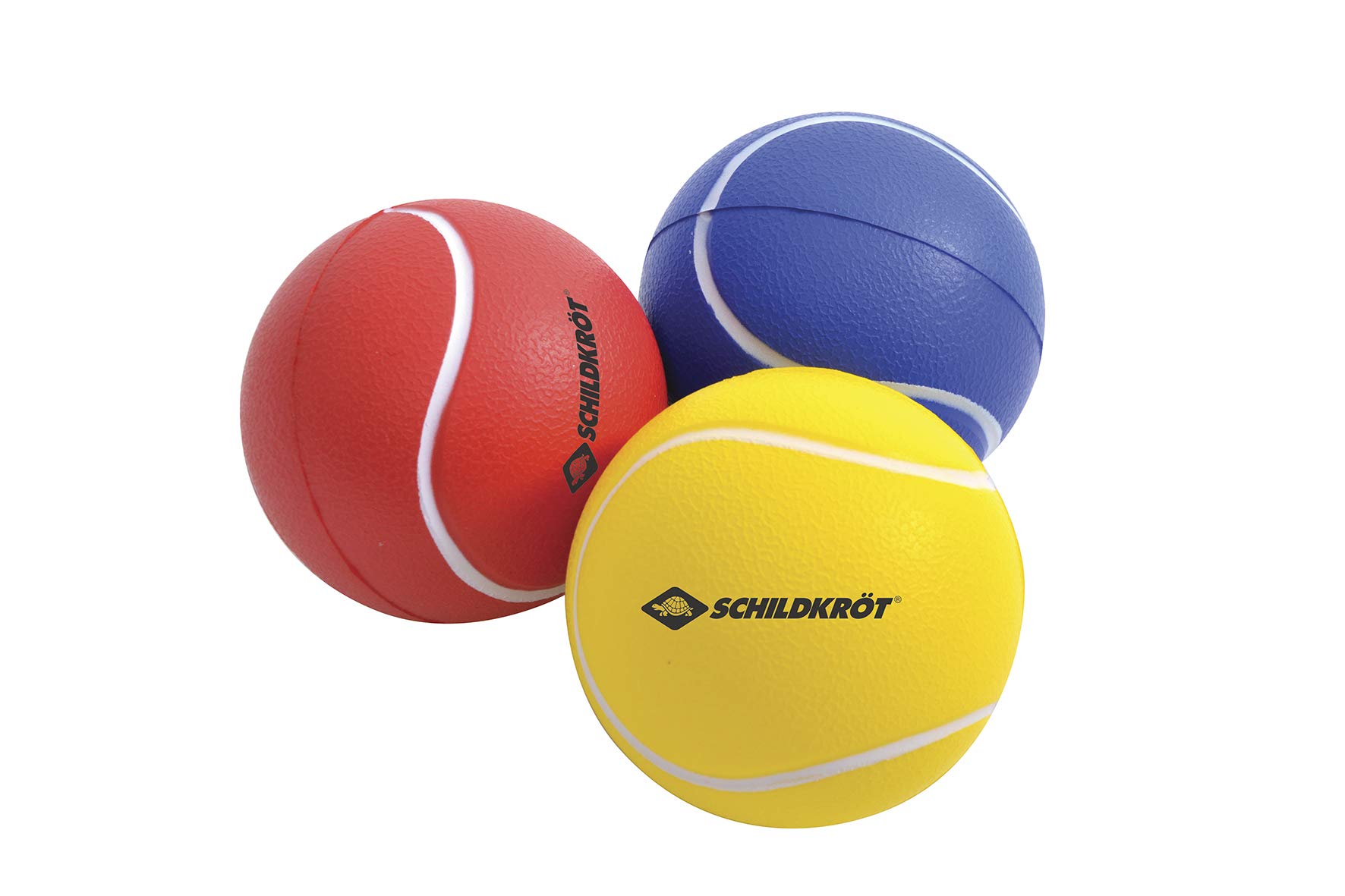 Schildkröt Set of 3 Soft Balls, Ø 7cm, PU Foam, Good Jump, Yellow, Red, Blue