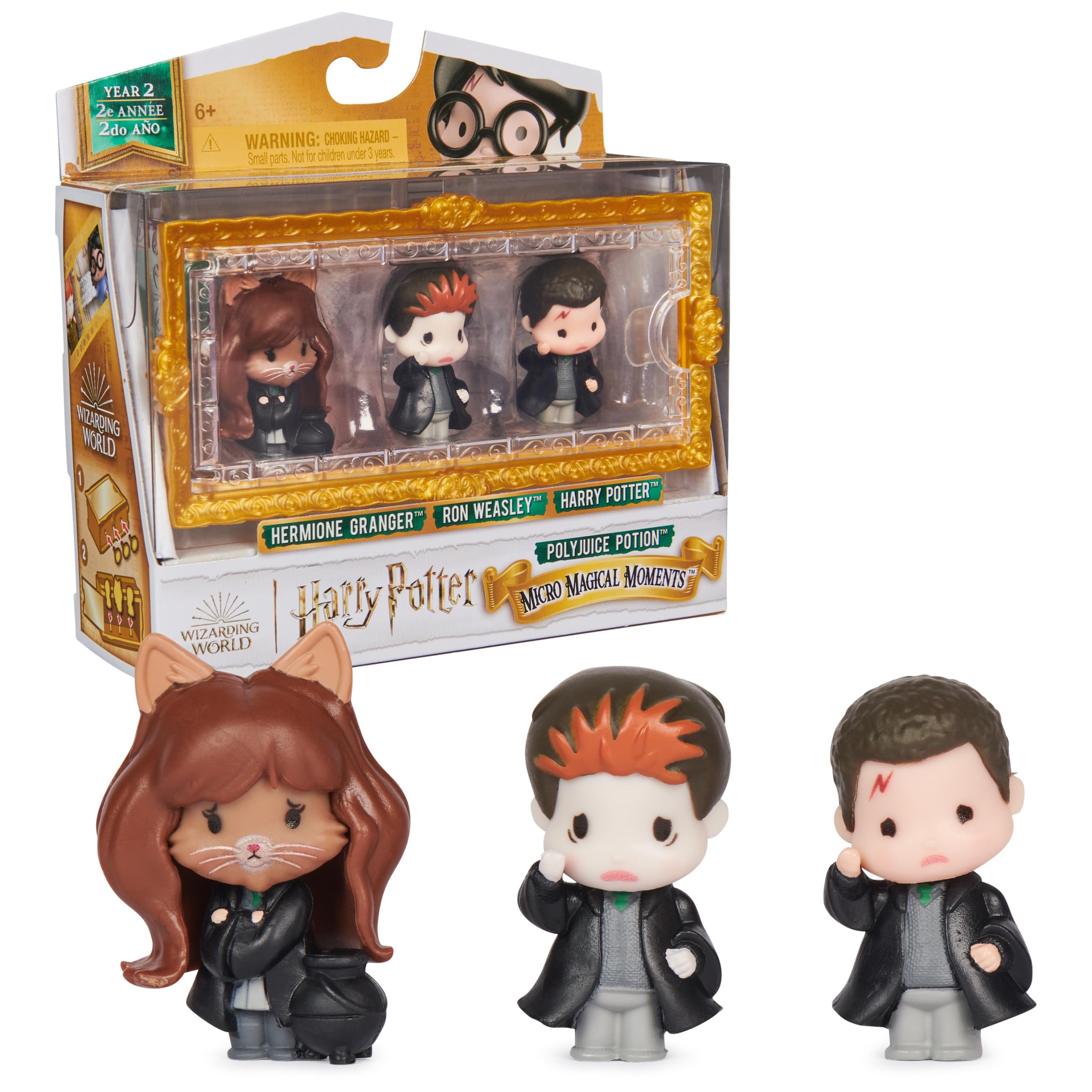 Wizarding World Harry Potter - Micro Magical Moments Collectible Figures Multipack "Vielsaft-Trank" with Harry, Hermione, Ron and Display Box, Toy for Children from 6 Years, Fan Item (Assorted)