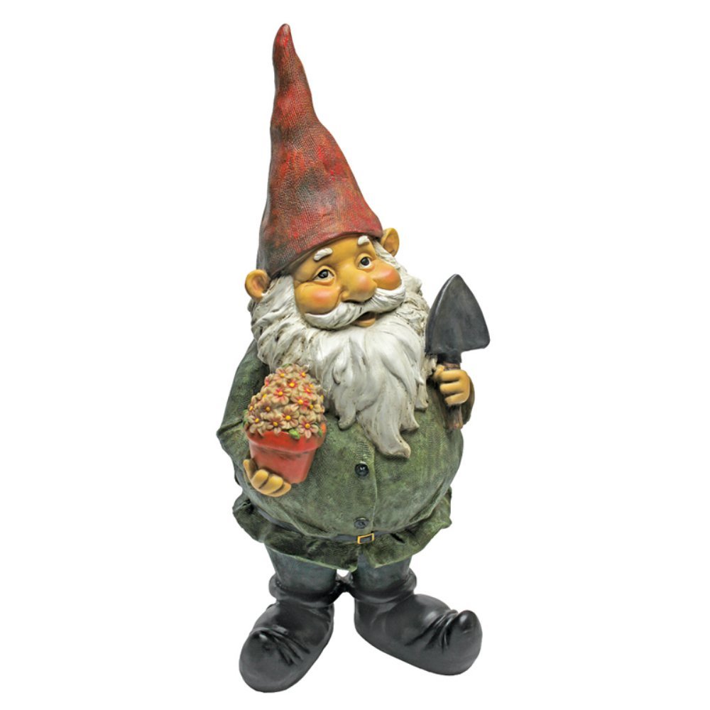 Design Toscano QM211261 Garden Gnome Statue - Dagobert with Gifts Garden Gnome - Lawn Gnome
