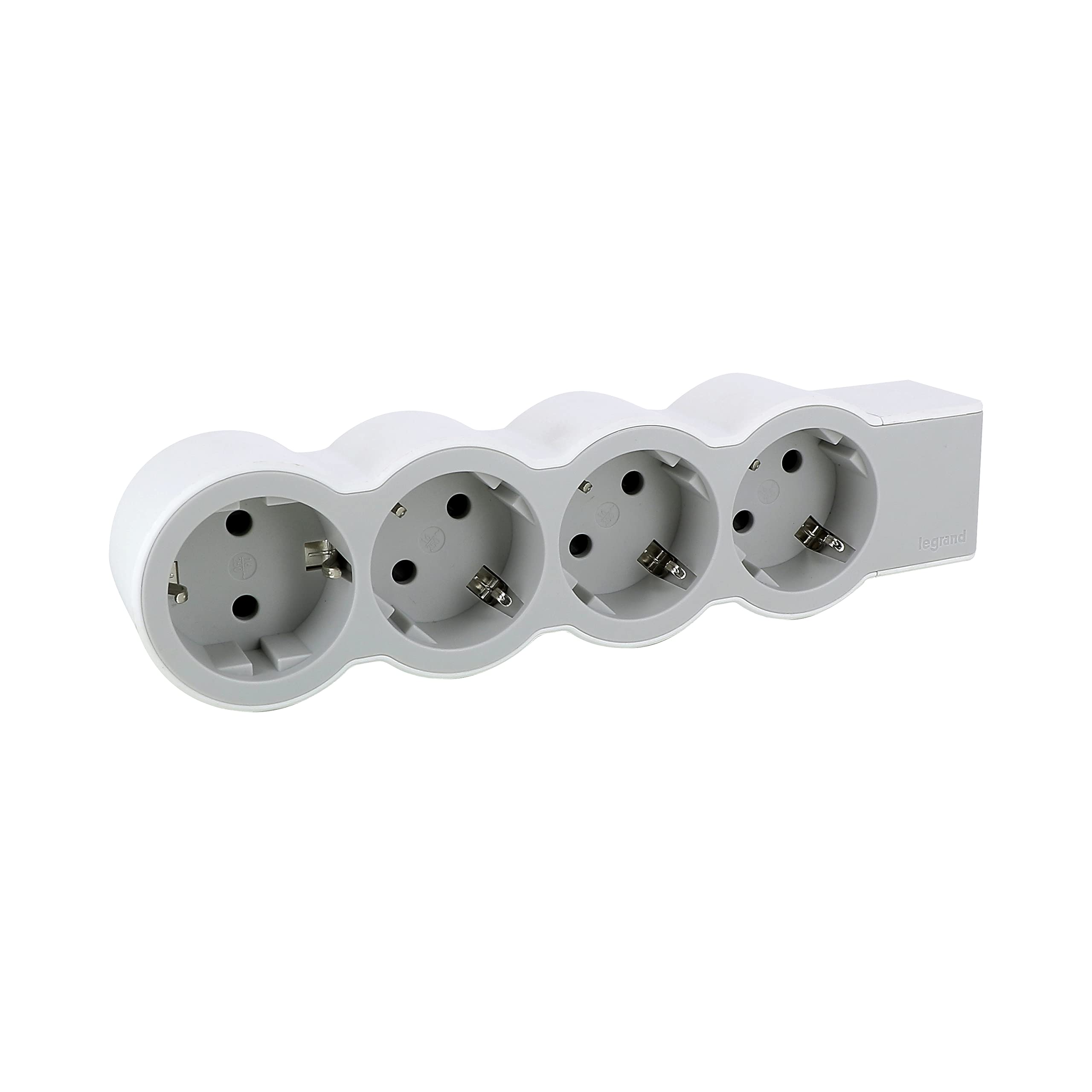 LEGRAND, Flat Power Strip, 4-Way Socket, Multiple Socket, Without Cable, Ultra White/Grey, 694575