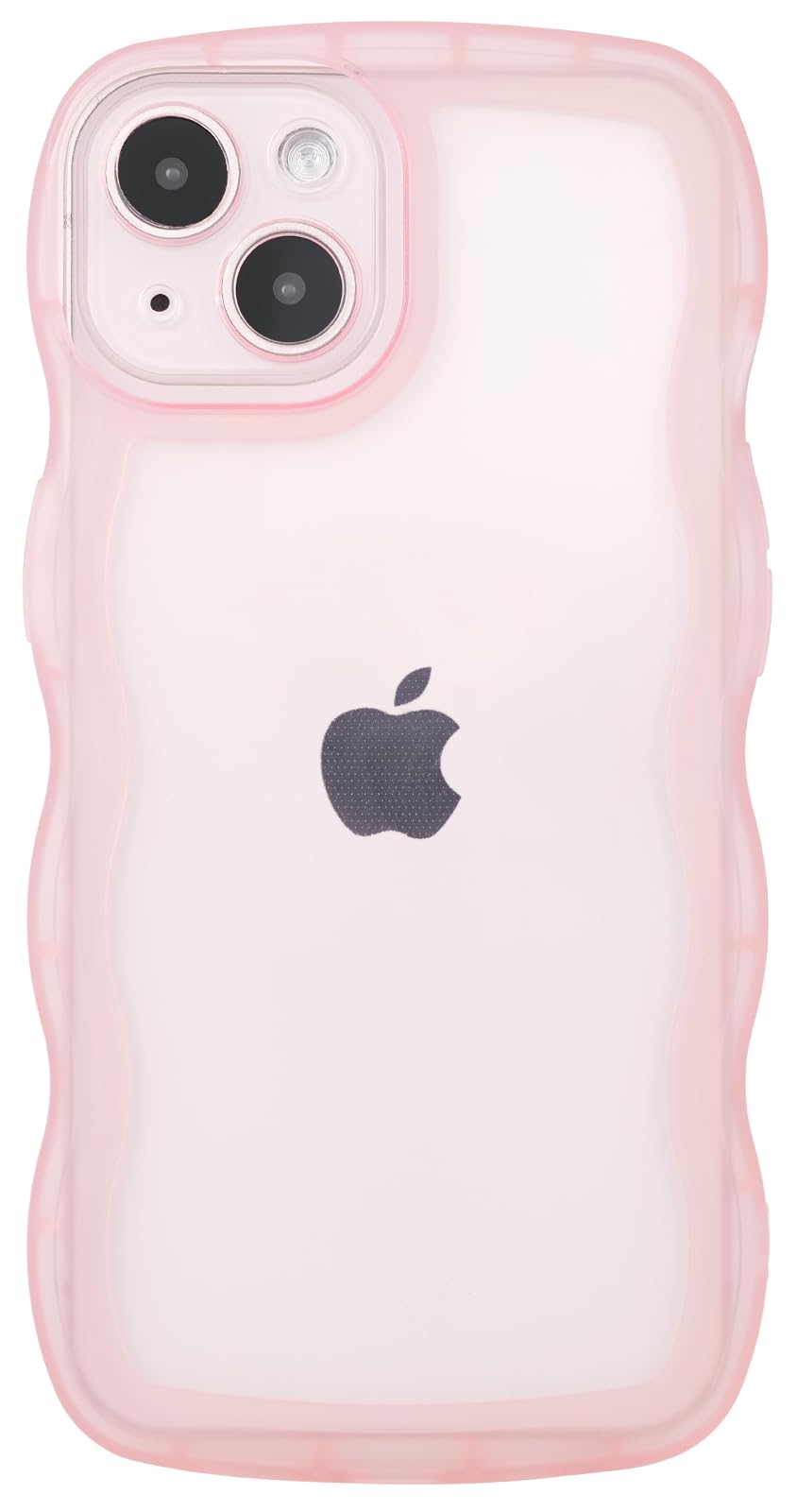 Skylmw Compatible with iPhone 15 Plus Case 6.7" 2023, Cute Kawaii Curly Wave Frame Shape Soft Silicone Shockproof Protective Phone Cover for Women Girls, Clear/Pink