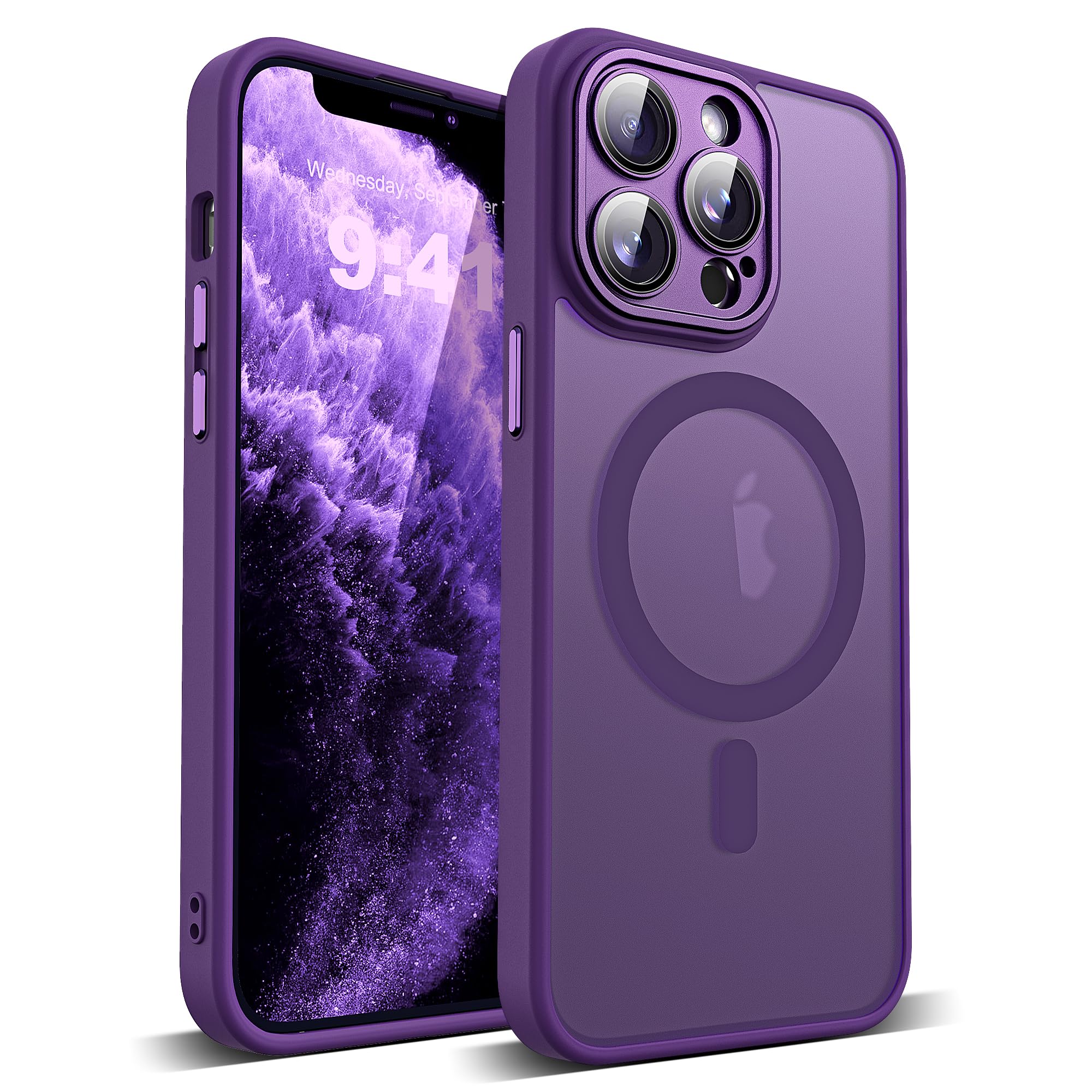 YEMORAN Compatible with iPhone 11 Pro Case Translucent Magnetic 11 Pro Phone Case 5.8'' [Compatible with Mag-Safe][Great Grip Feeling][Full Camera Protection], Purple
