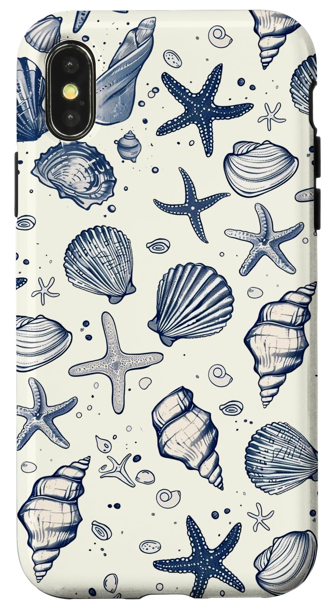 Coastal Beach Summer Blue Ocean Seashells Pattern Aesthetic Case for iPhone X/XS