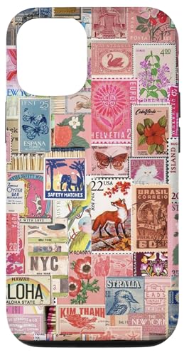 iPhone 12/12 Pro Aesthetic Vintage Stamp Collage Scrapbook Preppy Retro Case
