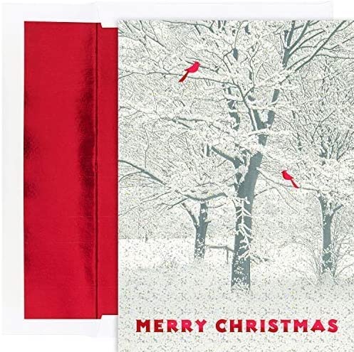 Masterpiece Studios Holiday Collection 16 Cards / 16 Foil Lined Envelopes, Snowy Trees