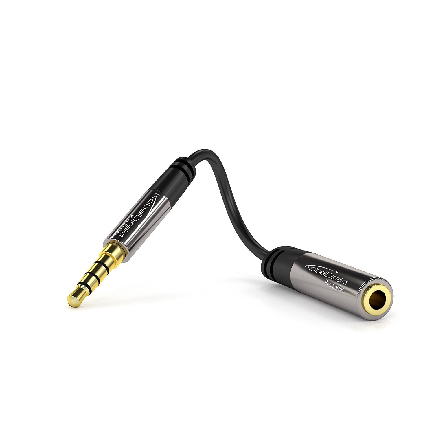 KabelDirekt – 3.5mm Headset Audio Stereo Plug Cable (3.5mm male to female, gold plated) PRO Series