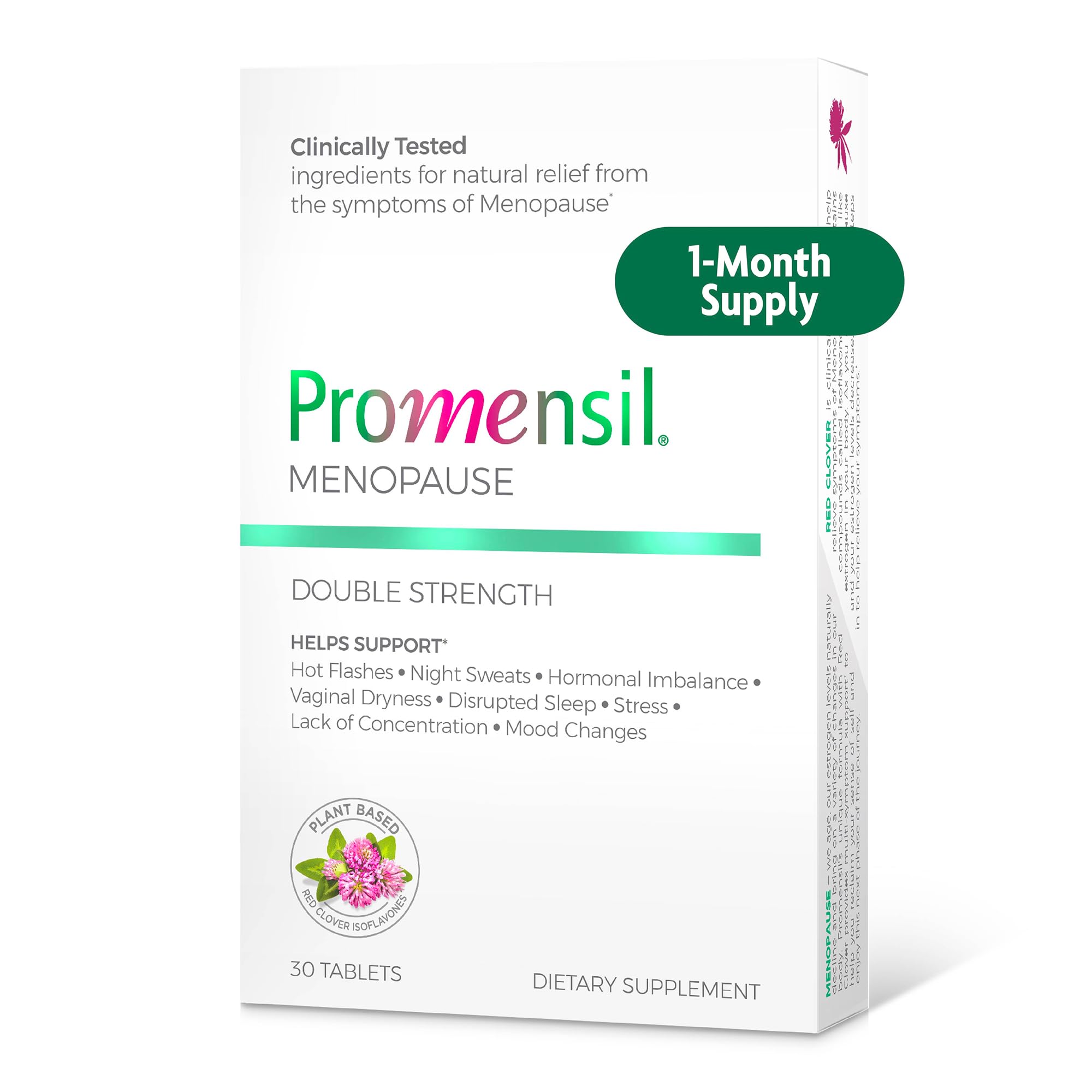 Promensil Menopause Double Strength - Menopause Supplements for Women, Red Clover Isoflavones, Helps Support Hot Flashes, Night Sweats, Restlessness - 30 Count