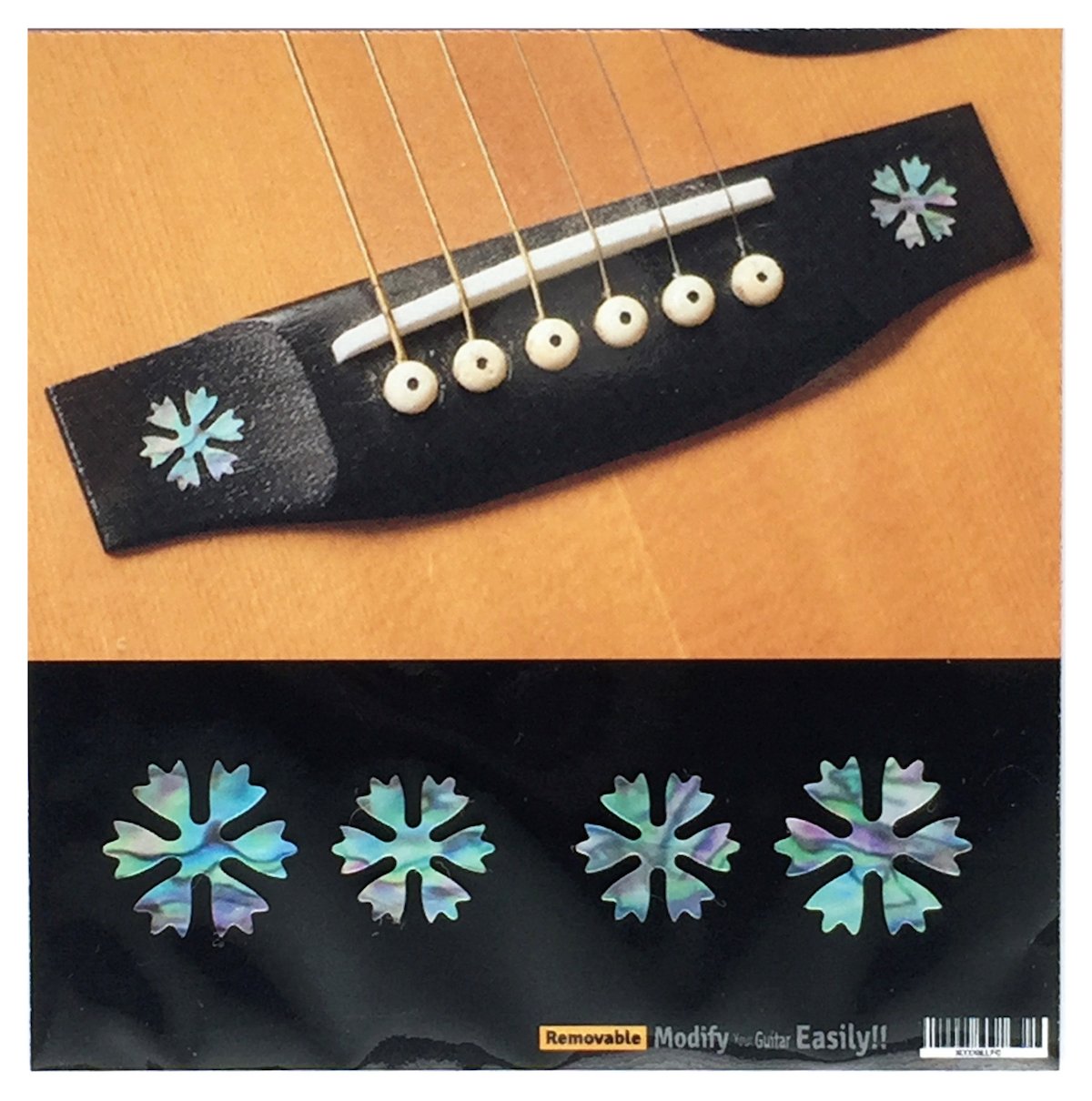 Inlay Stickers for Acoustic Guitar Bridge - Snowflakes (4pcs Set) - Abalone Mix