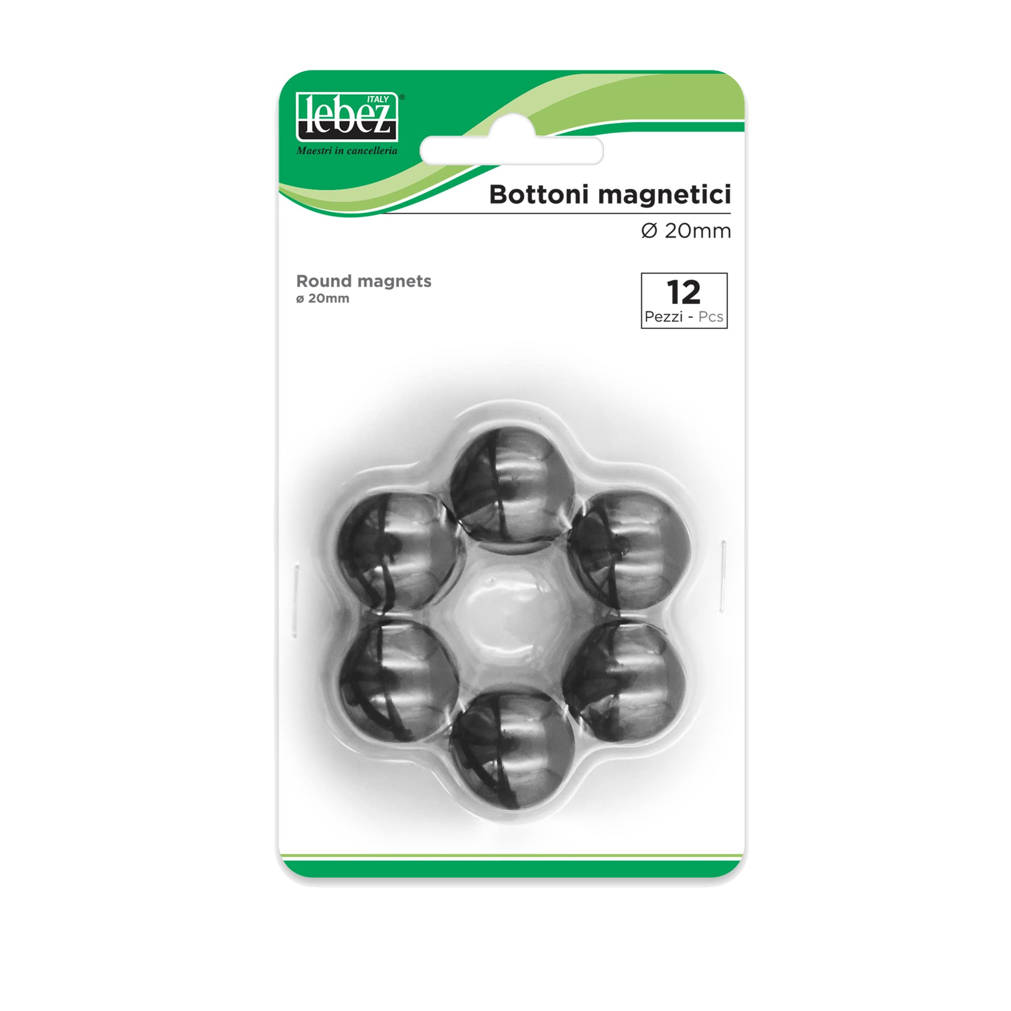 LEBEZ blister 12 magnets mr-20 black diam. 20 mm