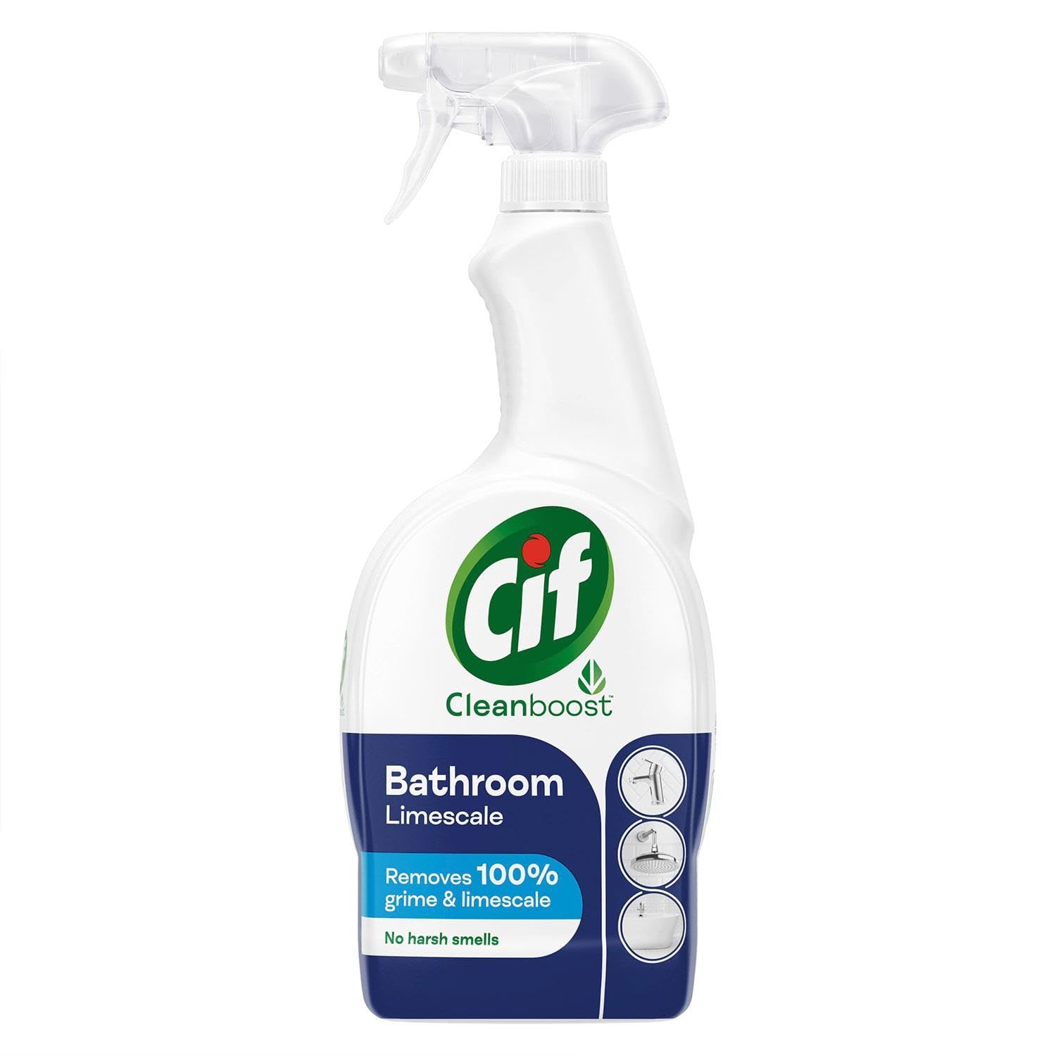 Cif Cleanboost Bathroom Spray 100% grime & limescale removal for cleaning ceramic, chrome, enamel, plastic, and stainless-steel surfaces 700 ml Pack of 6