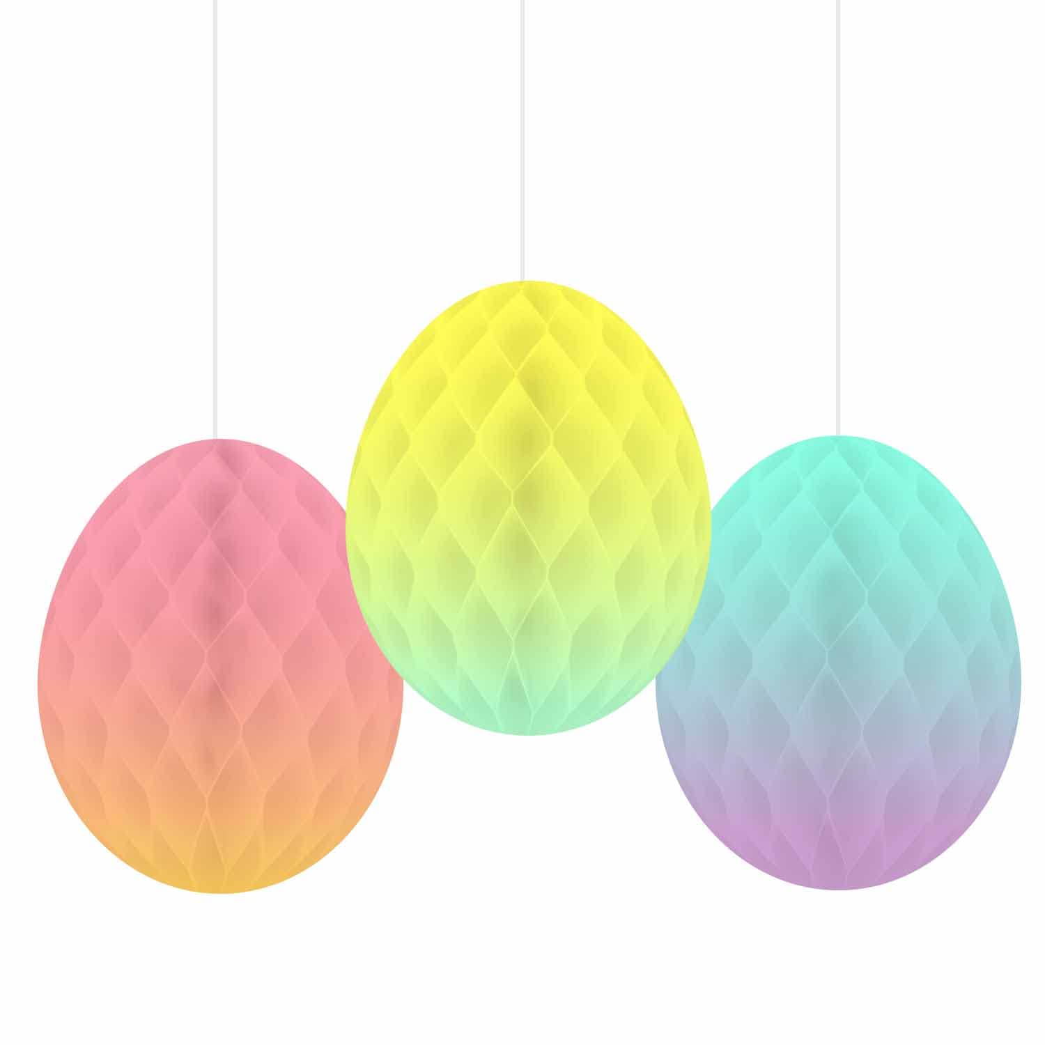 amscan 9913242 Amscan - Easter Egg Ombre Pastel Hanging Party Decorations - 3 Pack