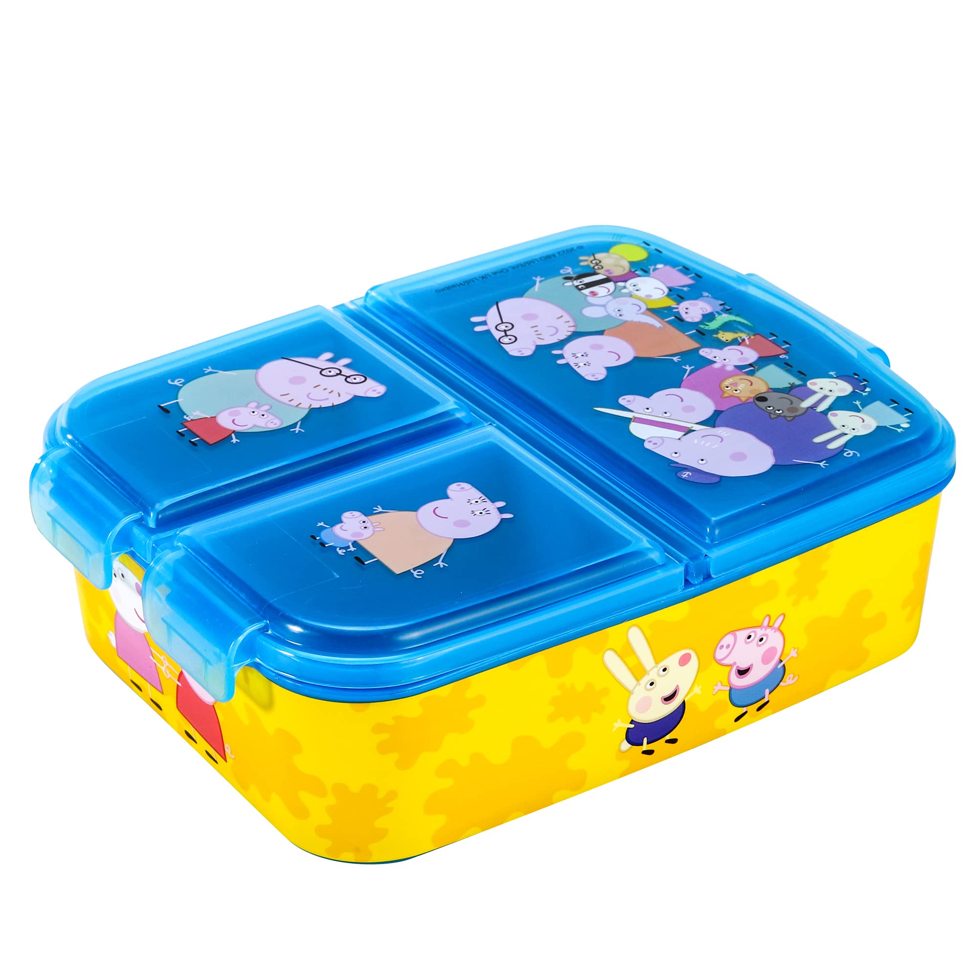 Zawadi Global Peppa Pig Kids Childrens Multi Compartment Rectangular School Travel Lunch Food Box Sandwich Bento Container, BPA Free