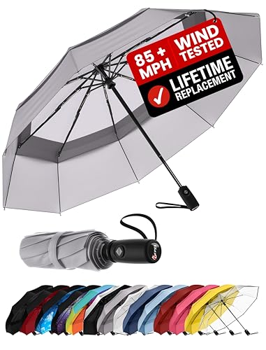 Repel Umbrella Windproof Travel Umbrellas for Rain - Easy Auto Open Close, Durable & Compact Umbrella, Strong Fiberglass Frame, Waterproof Canopy - Backpack, Purse, Portable Umbrella for Travel