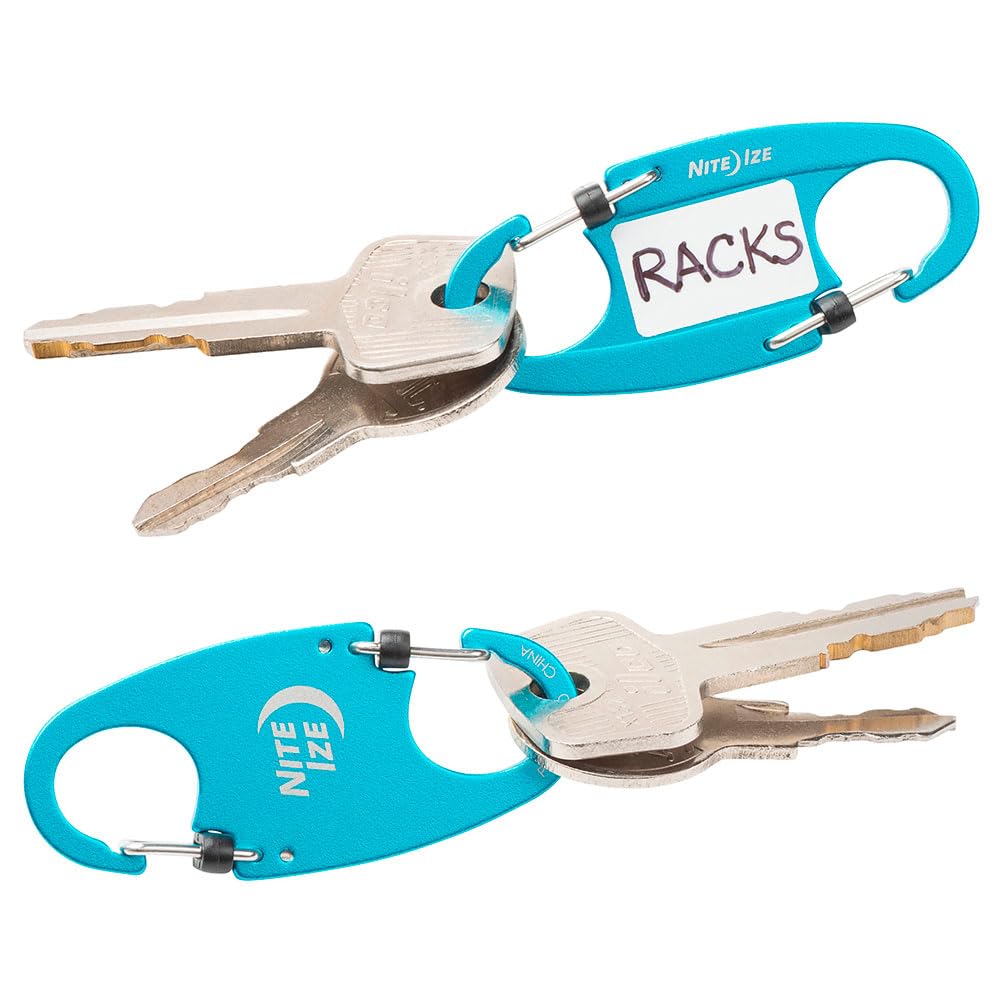 Nite Ize IdentiKey SlideLock Dual Carabiner, Key Identifier and Key Holder, Blue and Black 2 Pack