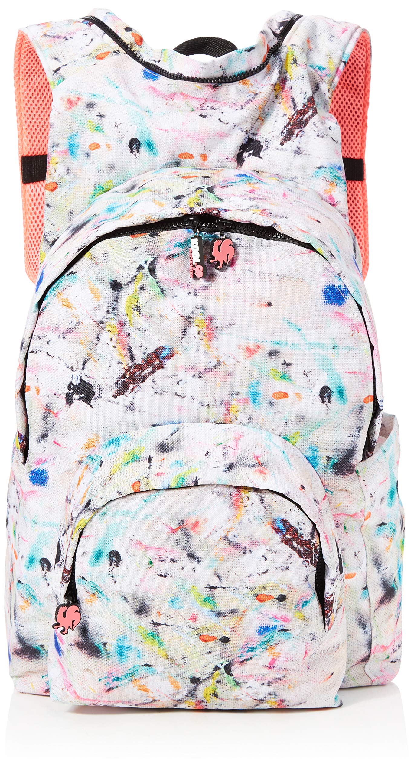 Morikukko Unisex-Adult Hooded Backpack Kool Grey Pollock Neon Pink Backpack Multicolour (Grey Neon Pink)