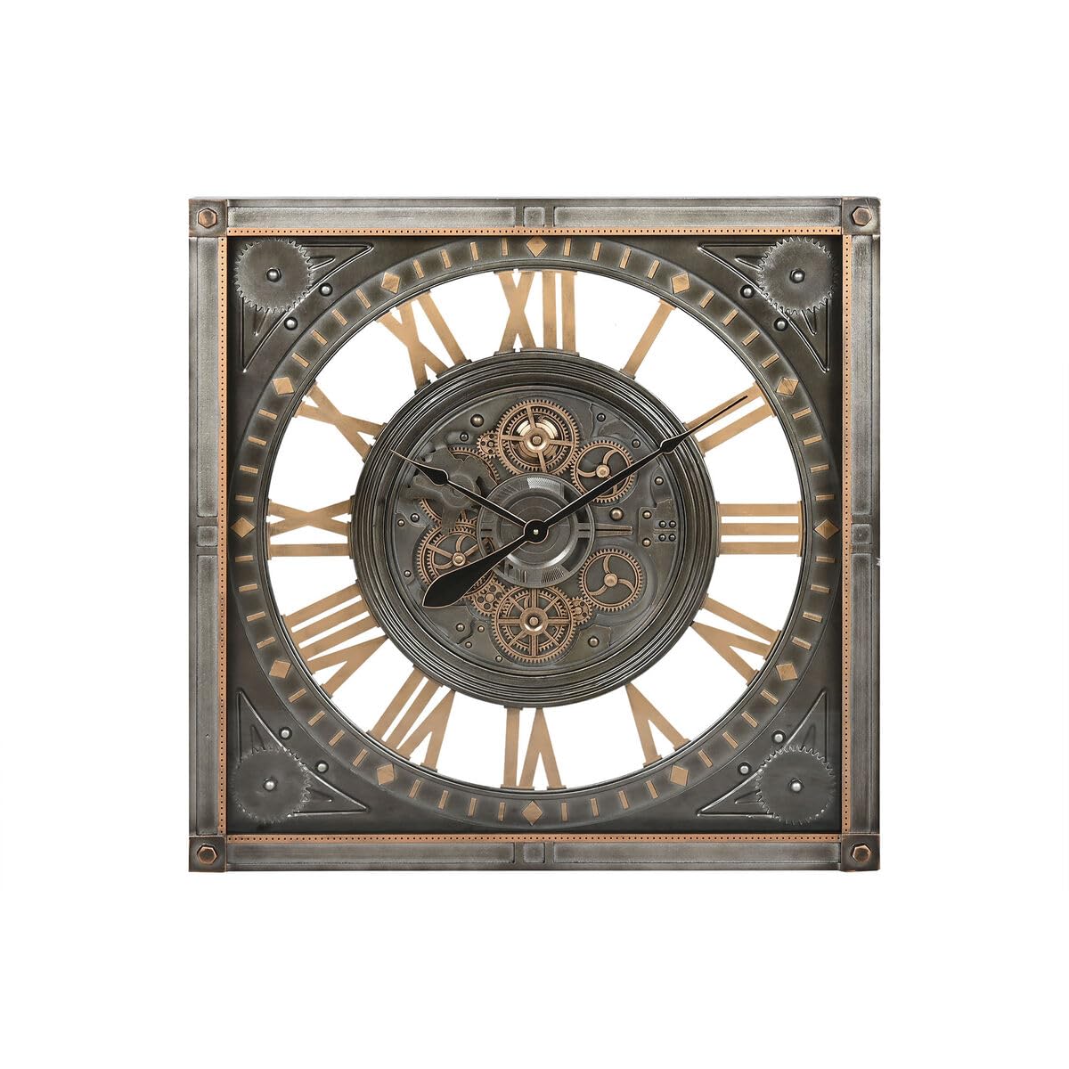 Home ESPRIT Wall Clock Grey Gold Silver Glass Iron 80 x 10 x 80 cm