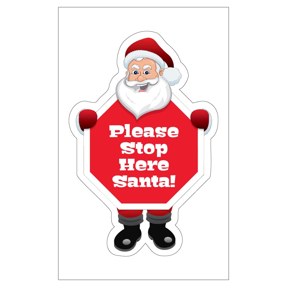 Christmas Door Stickers, Christmas Decorations Door Stickers Santa STOP Here Sign Door Sticker 250 x 400 mm
